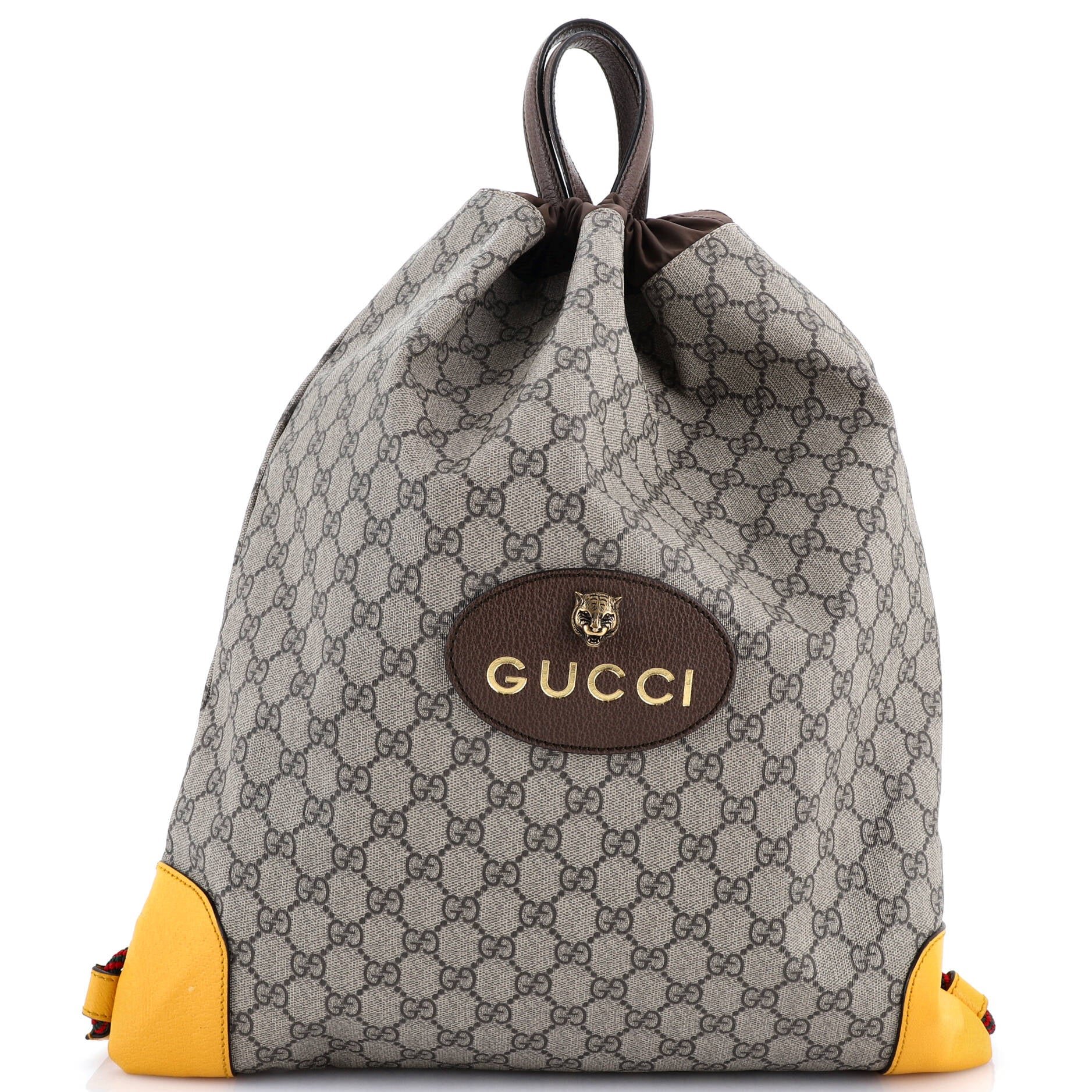 Gucci Neo Vintage Drawstring Backpack GG Coated Canvas Large