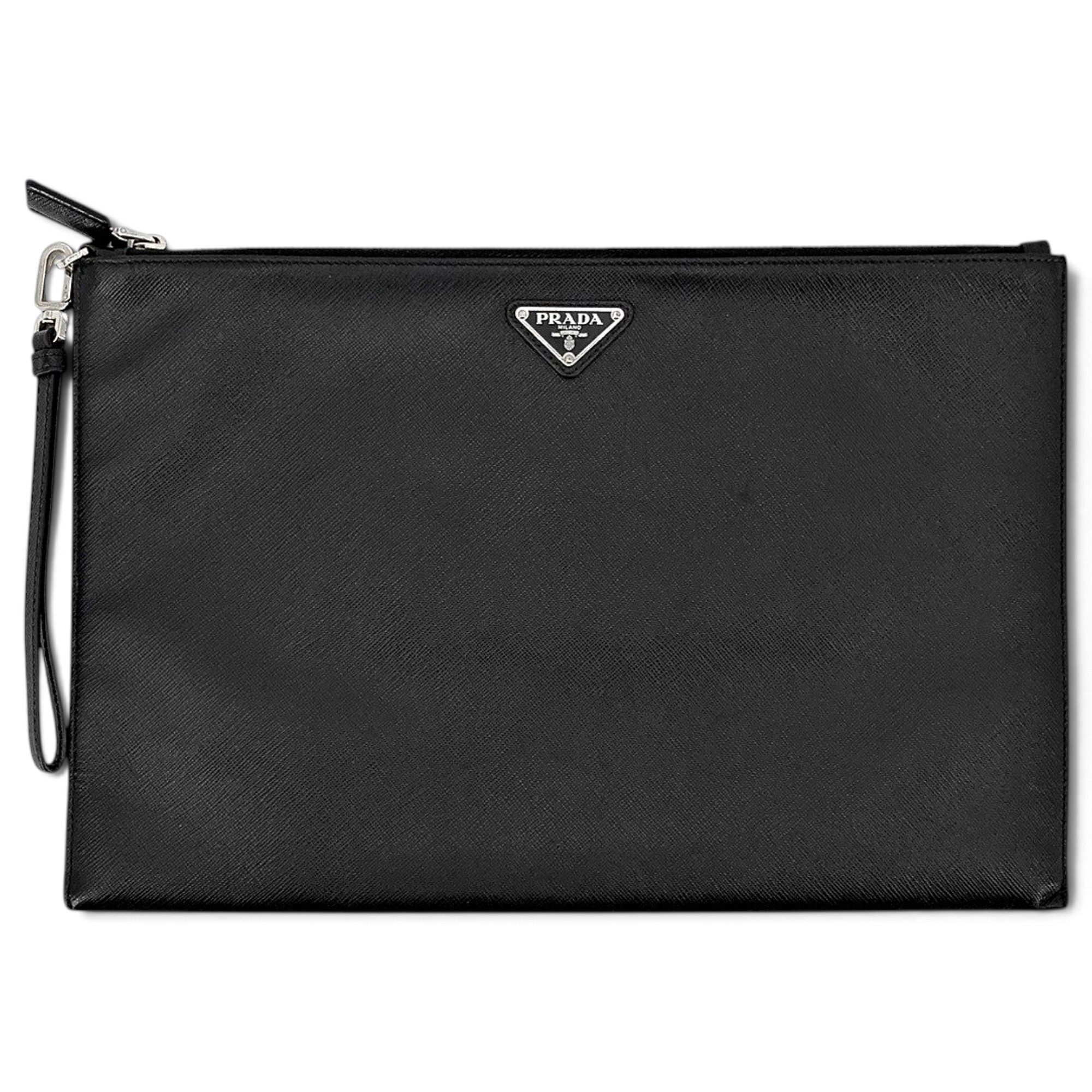 Triangle leather clutch bag