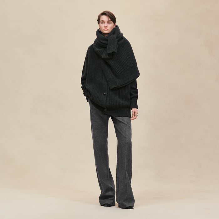 Gris Volcanique Thick Long-sleeve Cardigan