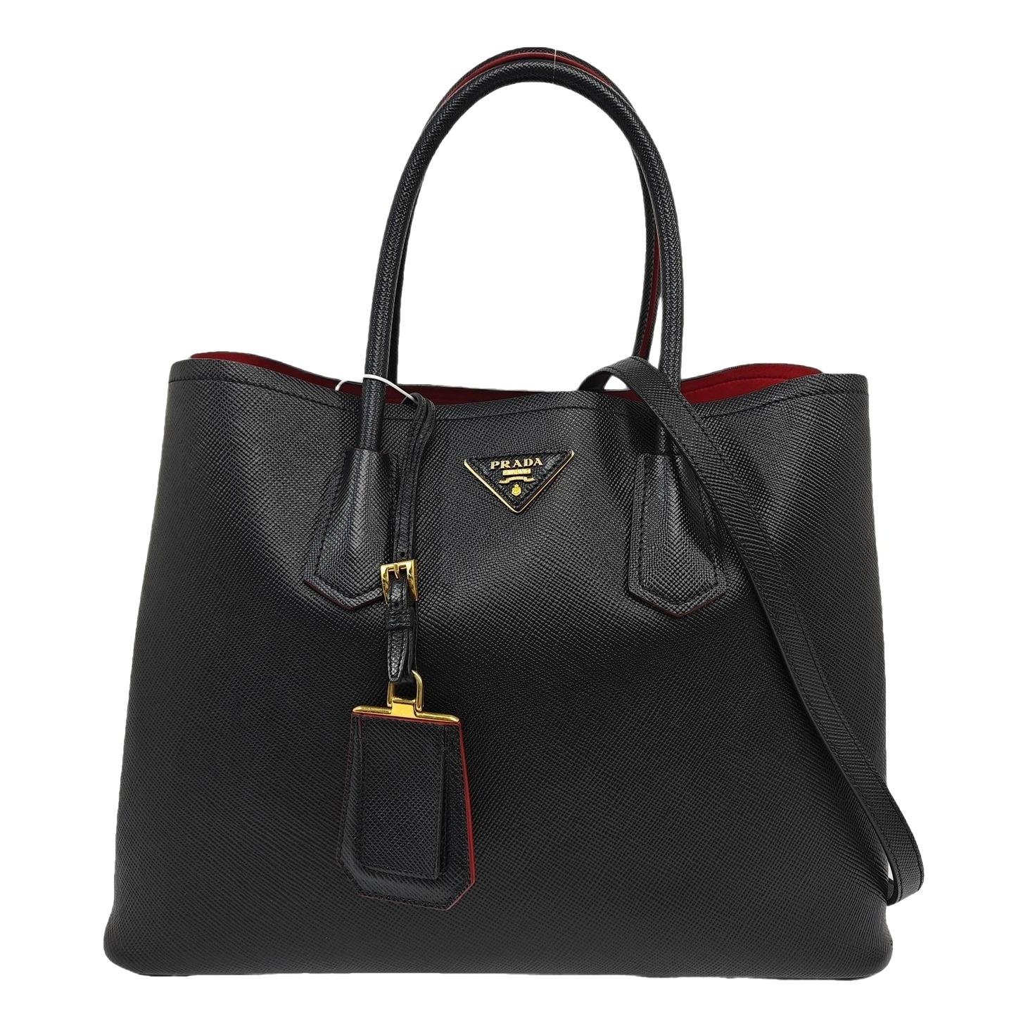 Double leather handbag