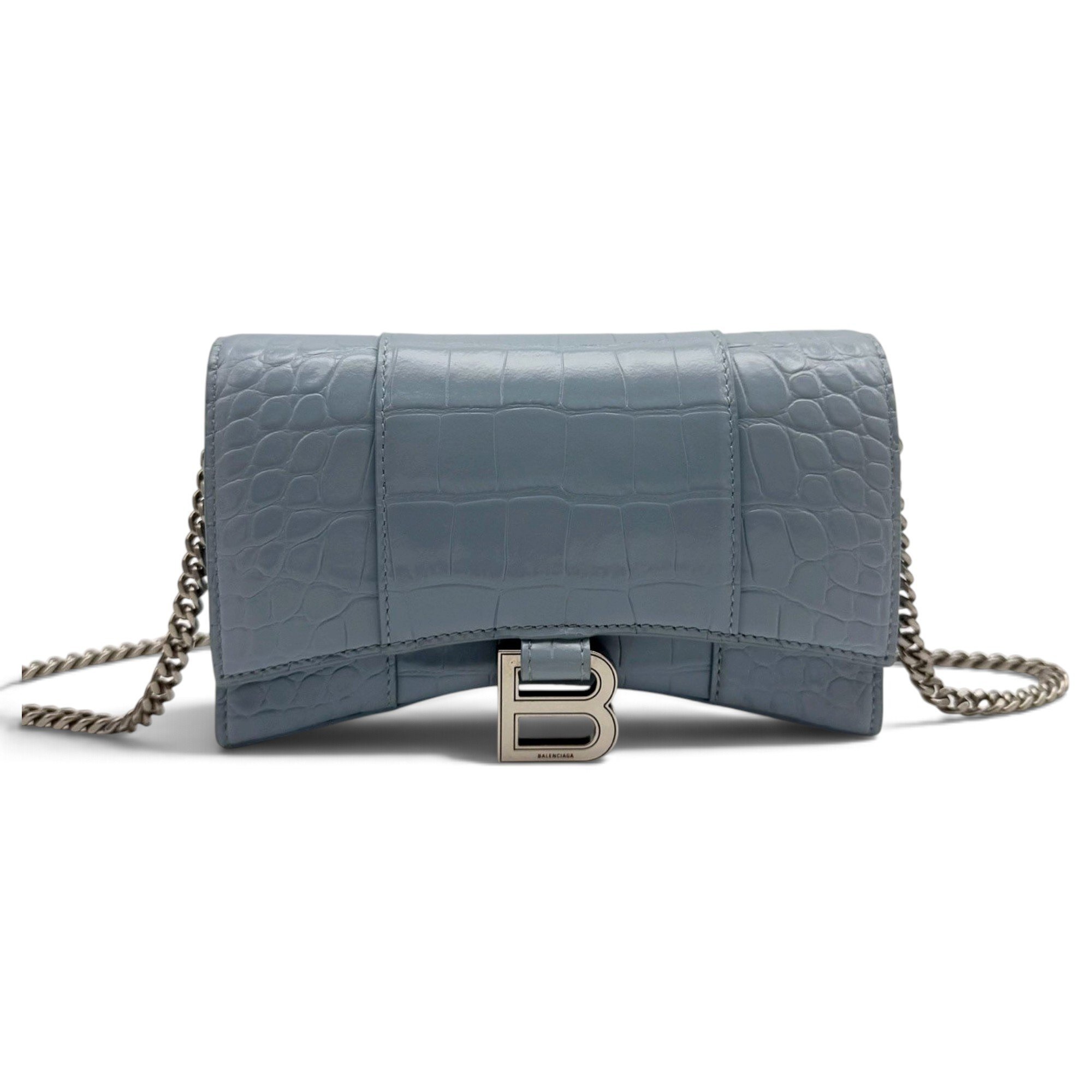 Hourglass leather handbag