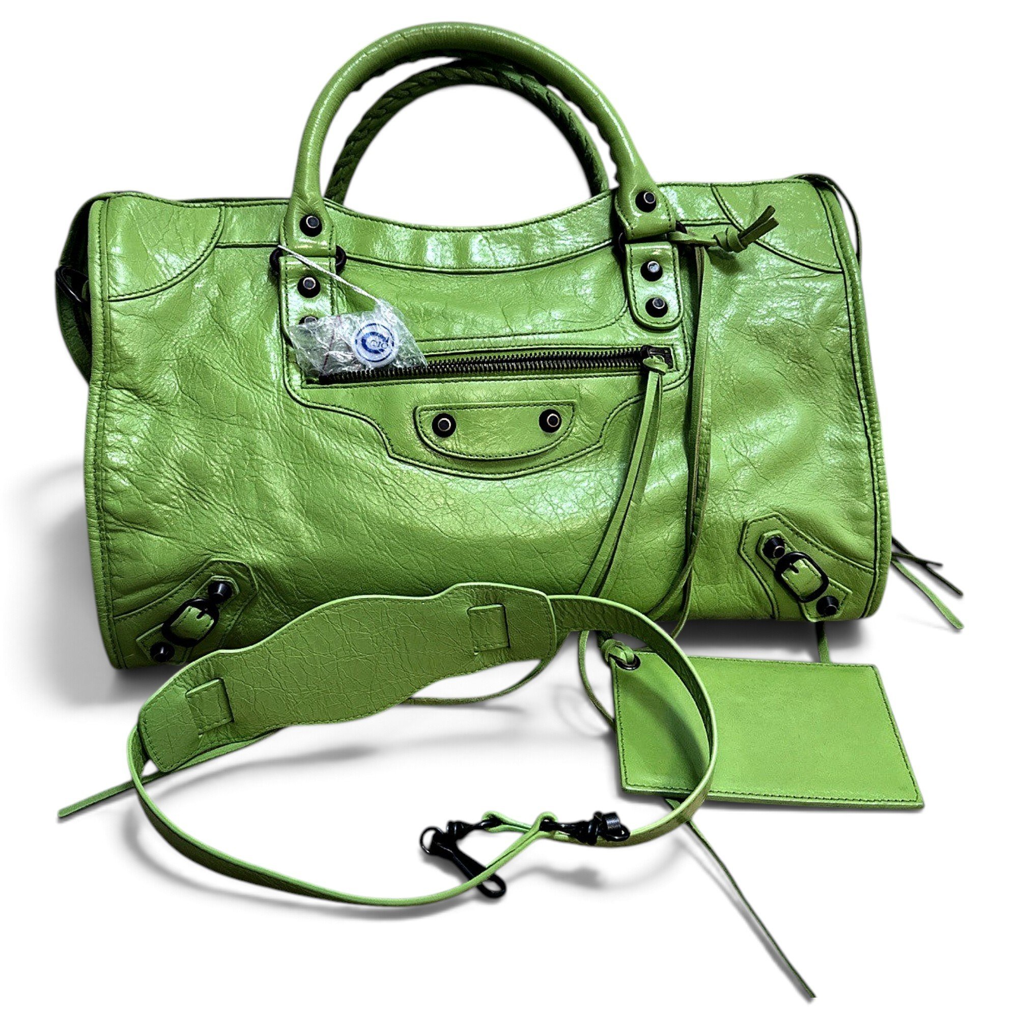 City leather handbag