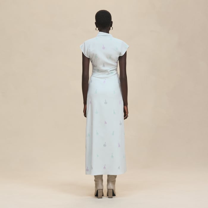 Vert Embrun Embroidered Slanted Dress