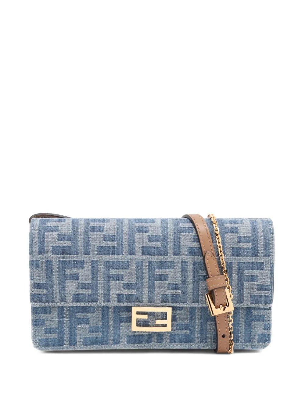 2010-2026 Denim Effect FF Jacquard Wallet On Chain Baguette satchel