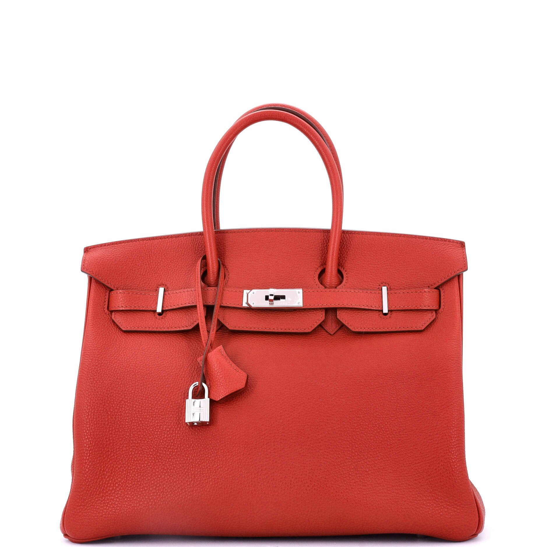 Hermes Birkin Handbag Rouge Vif Togo with Palladium Hardware 35