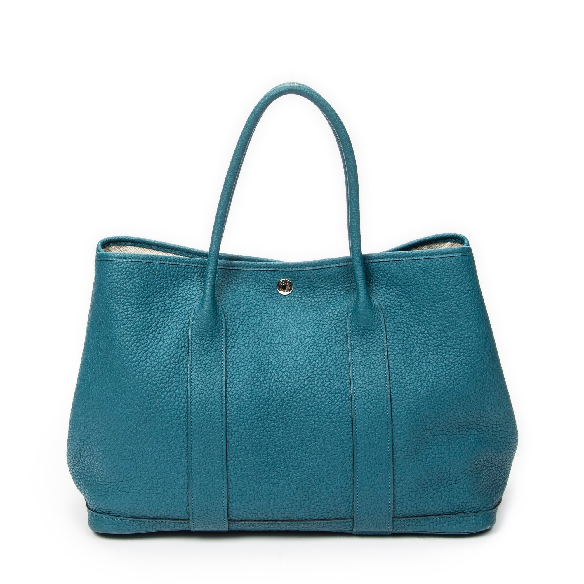 Hermes Garden Party Handbag Malachite Negonda Leather 2016