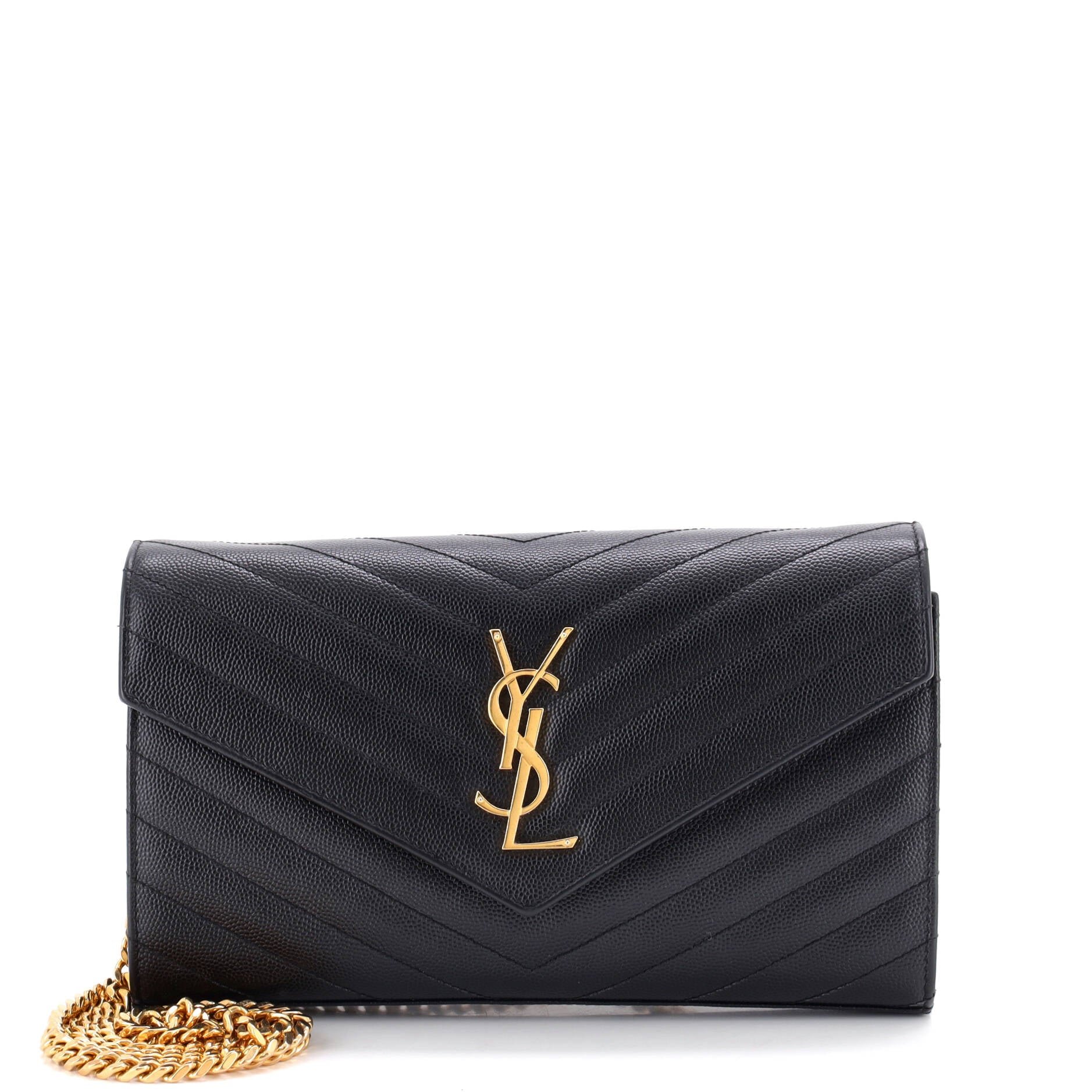 Classic Monogram Wallet on Chain Matelasse Chevron Leather Medium