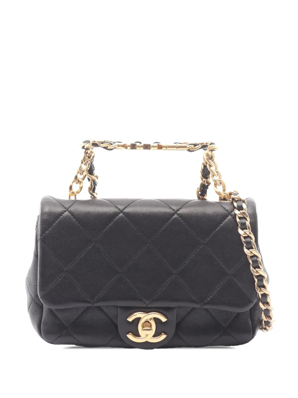 2021-2026 Quilted Lambskin Oval Logo Chain Top Handle Flap crossbody bag