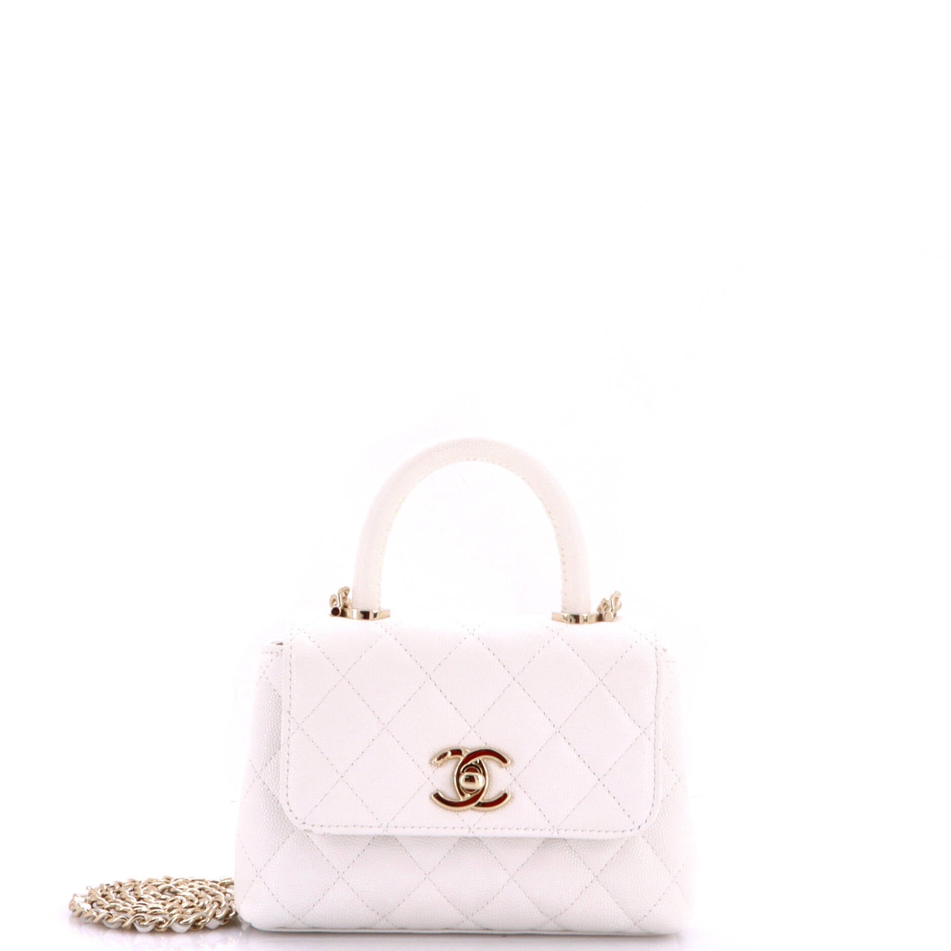 Coco Top Handle Clutch with Chain Quilted Caviar Mini