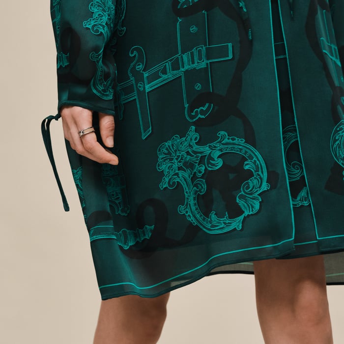 Vert Pin "Ferronnerie Remix" Knotted Collar Dress