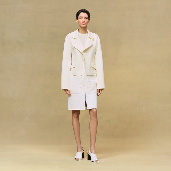 Blanc Naturel Veste Fermeture Bijoux