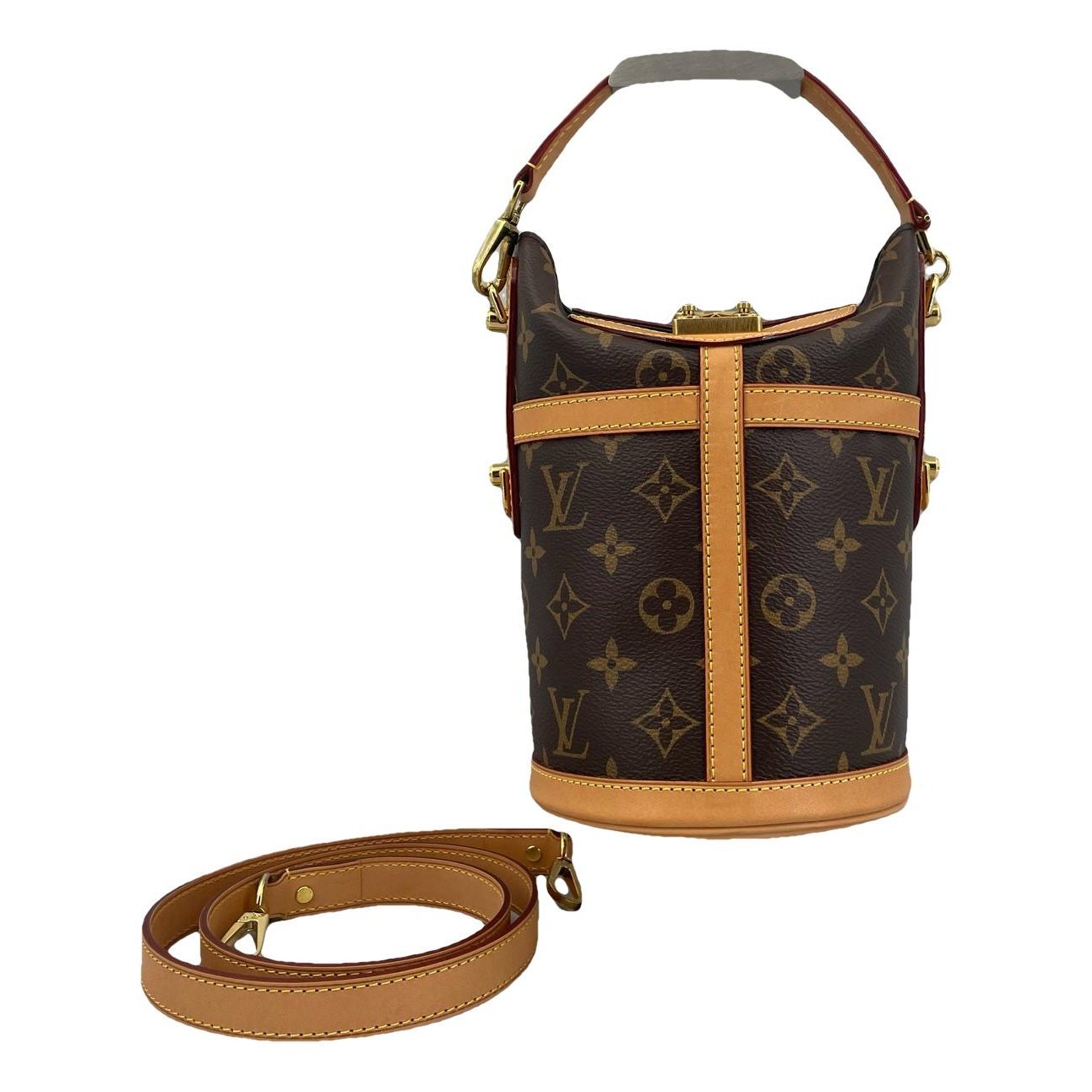 Duffle leather handbag