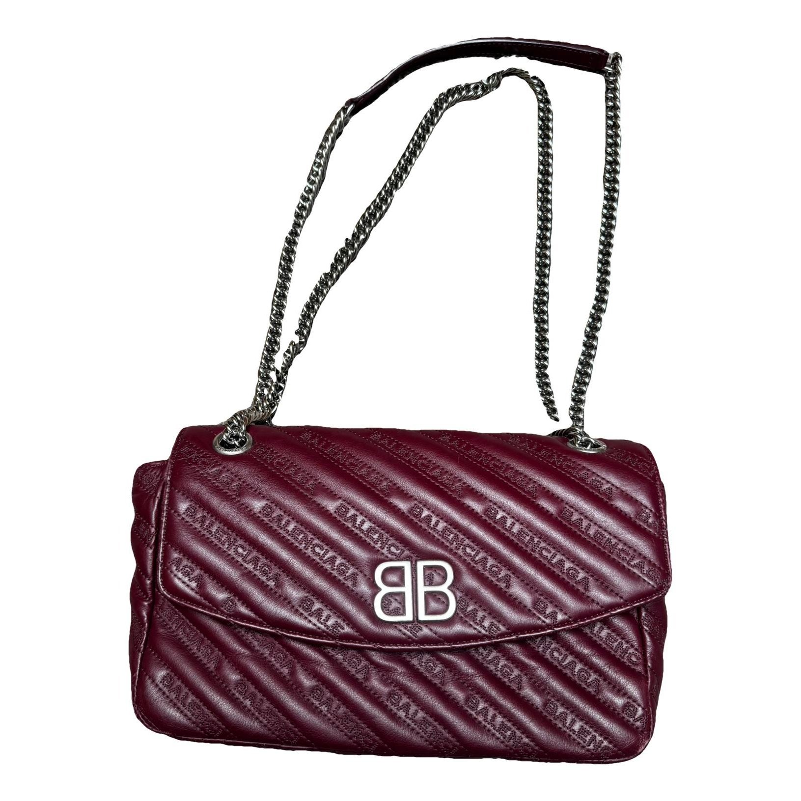 BB chain leather crossbody bag
