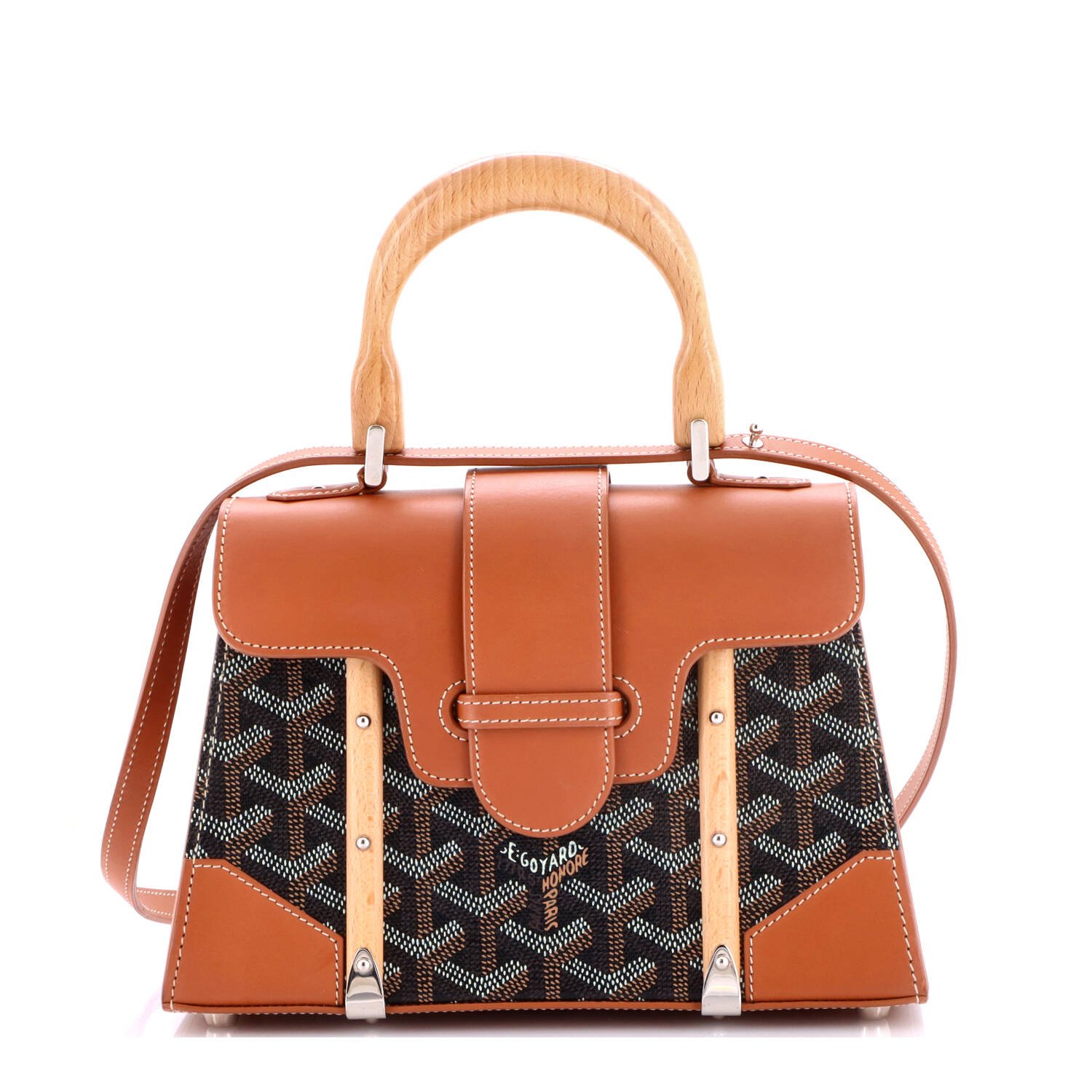 Structured Saigon Top Handle Bag Coated Canvas with Leather Mini