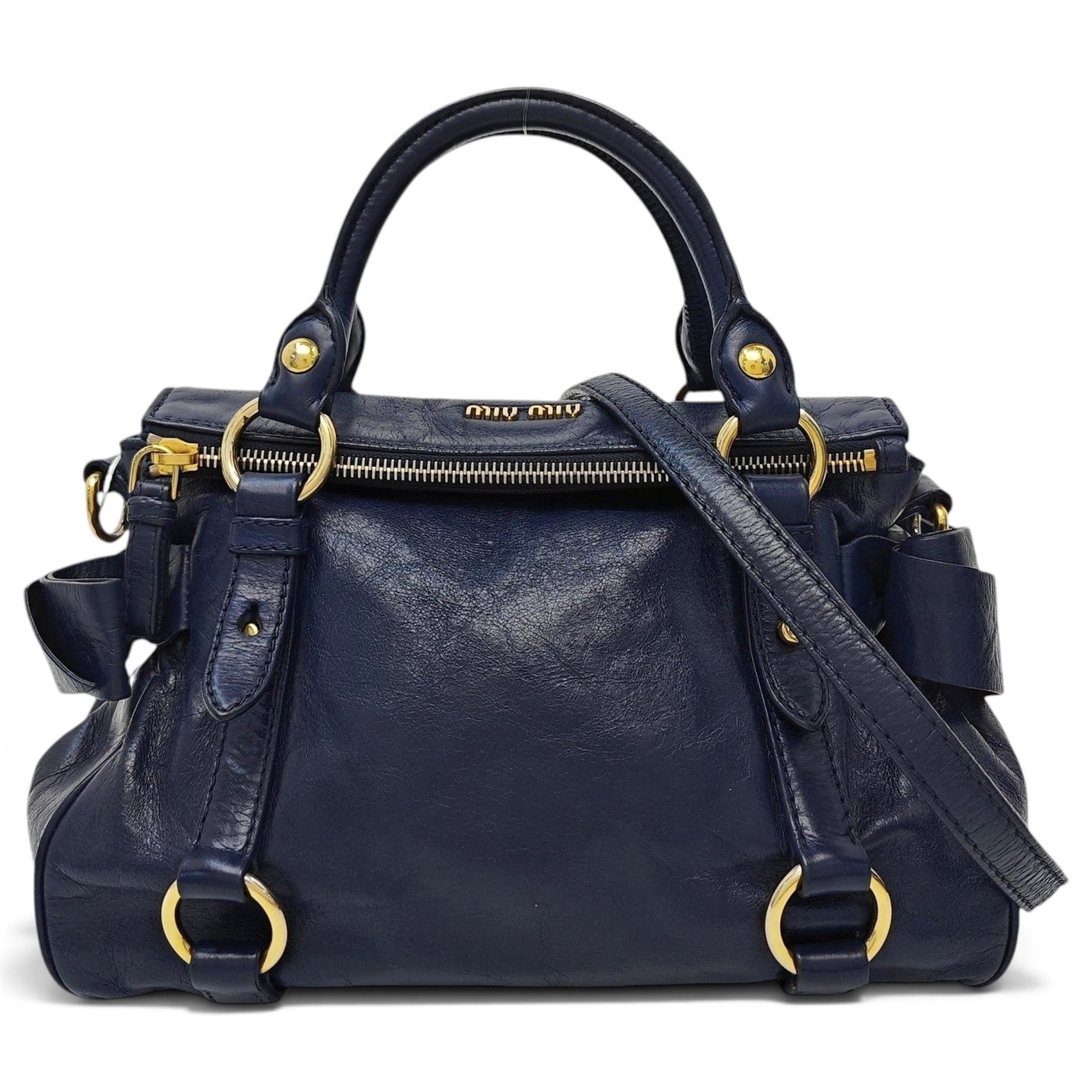 Bow bag leather handbag