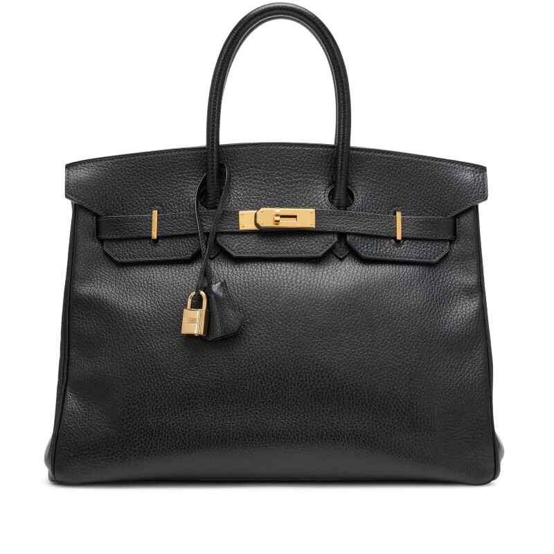 Hermes Vintage Black Ardennes Birkin 35 Gold Hardware, 1995