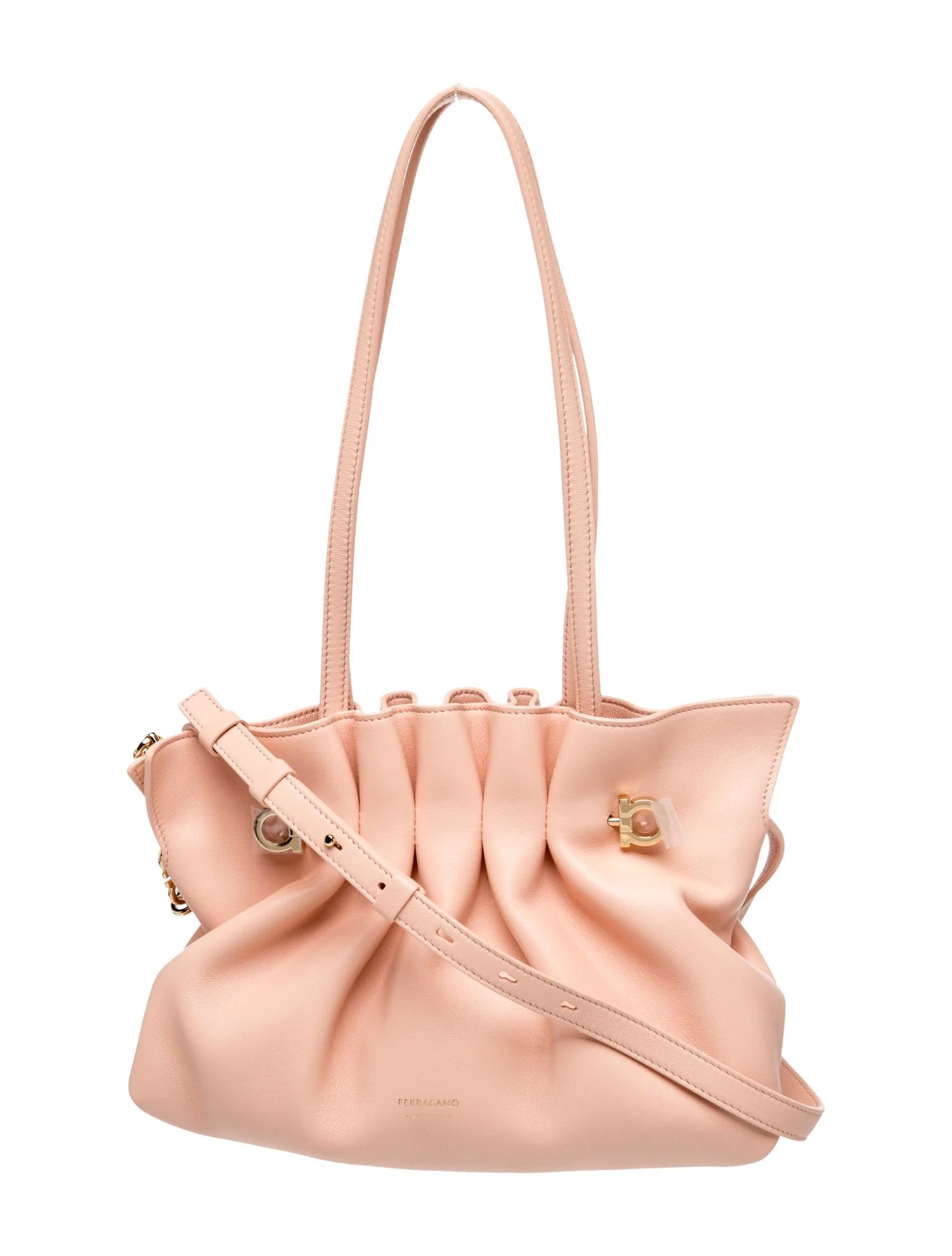 Leather Soft Gancini Piercing Shoulder Bag Small