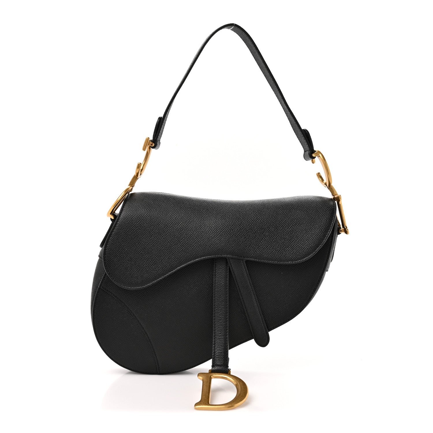 Christian Dior Grained Calfskin Saddle Bag Black