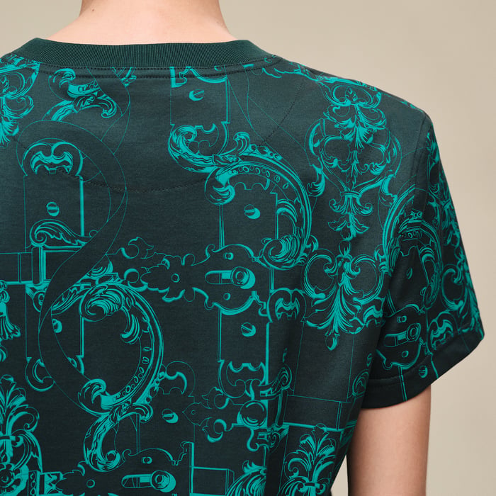 Vert Pin Robe Droite Imprimé « ferronnerie Remix »