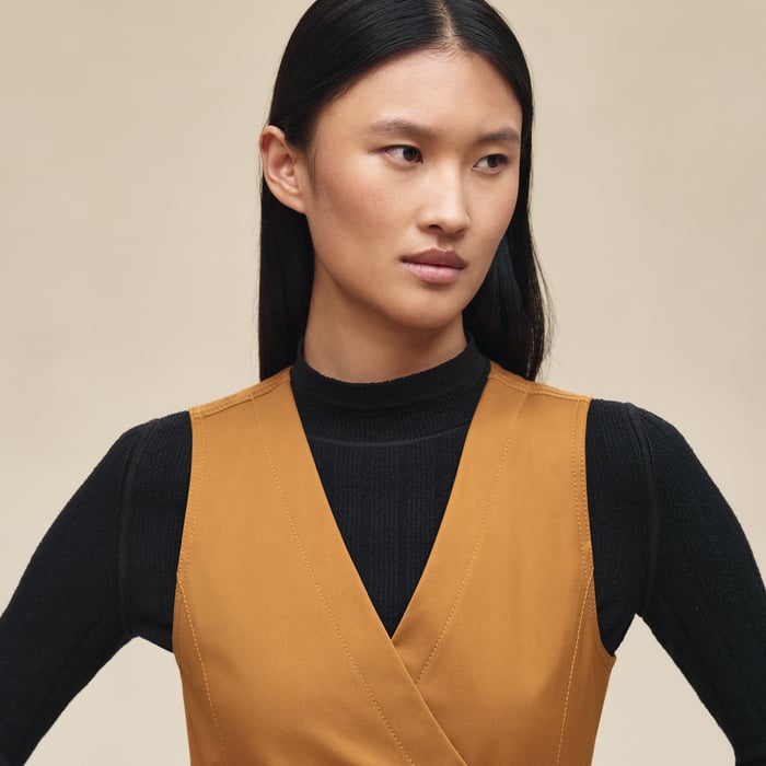 Marron Ocre Wraparound Dress