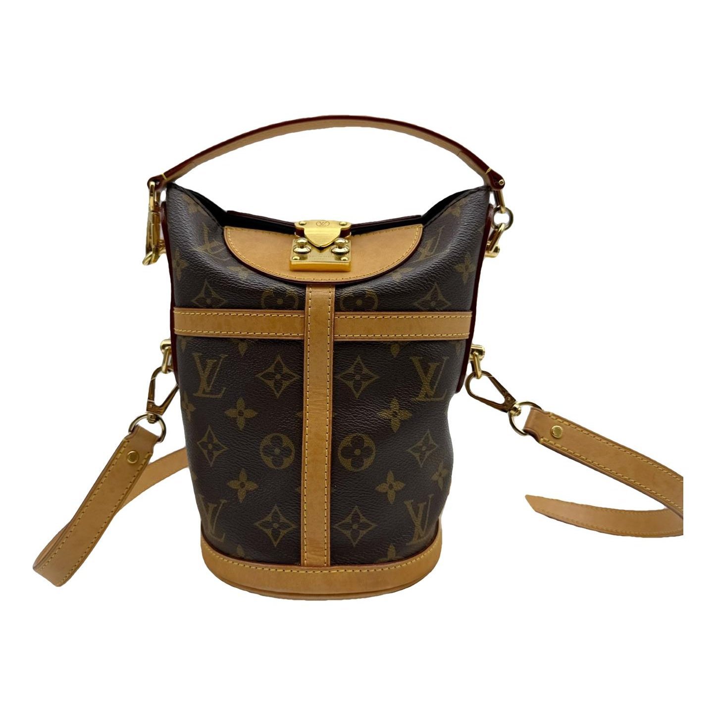Duffle leather handbag