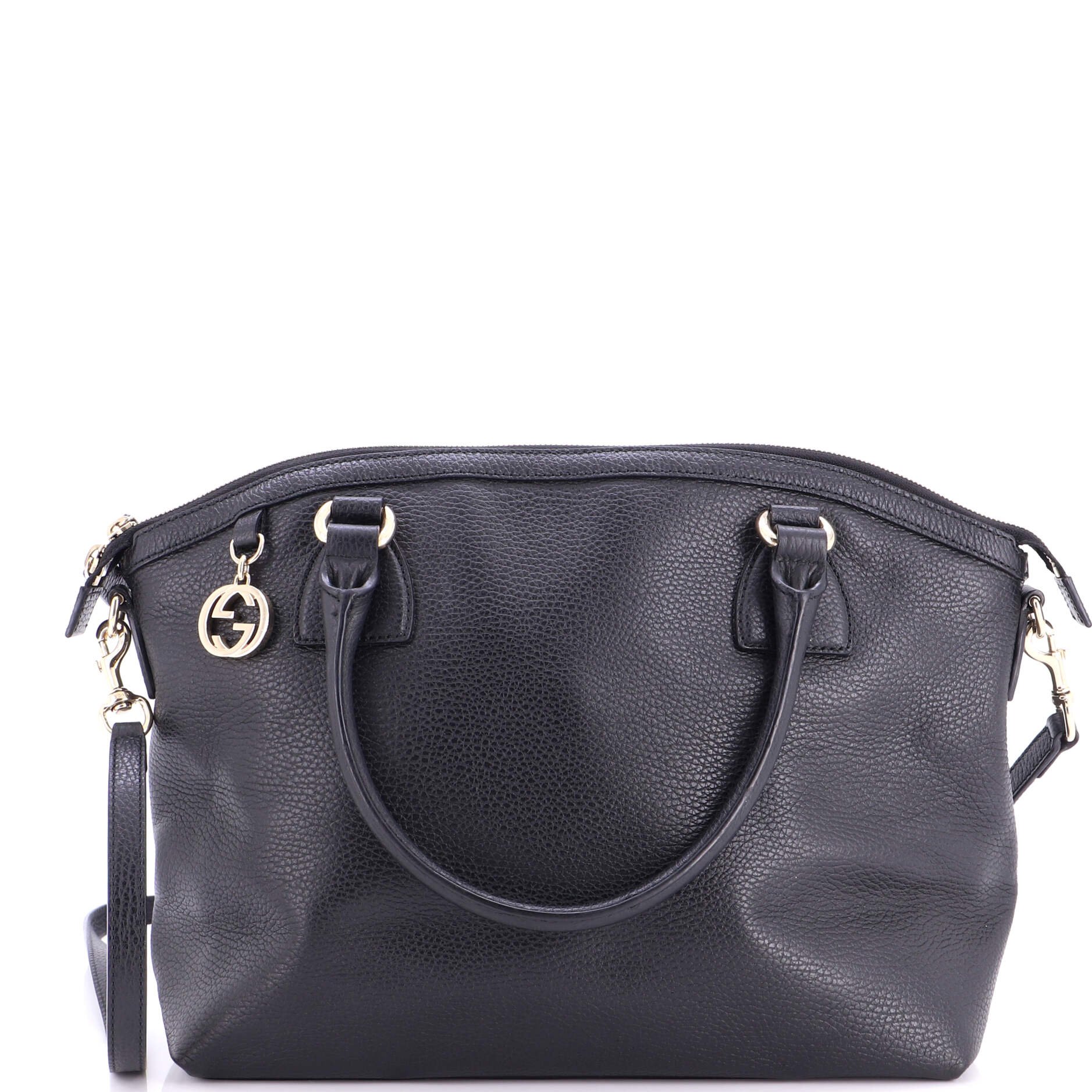 GG Charm Convertible Dome Satchel Leather Medium