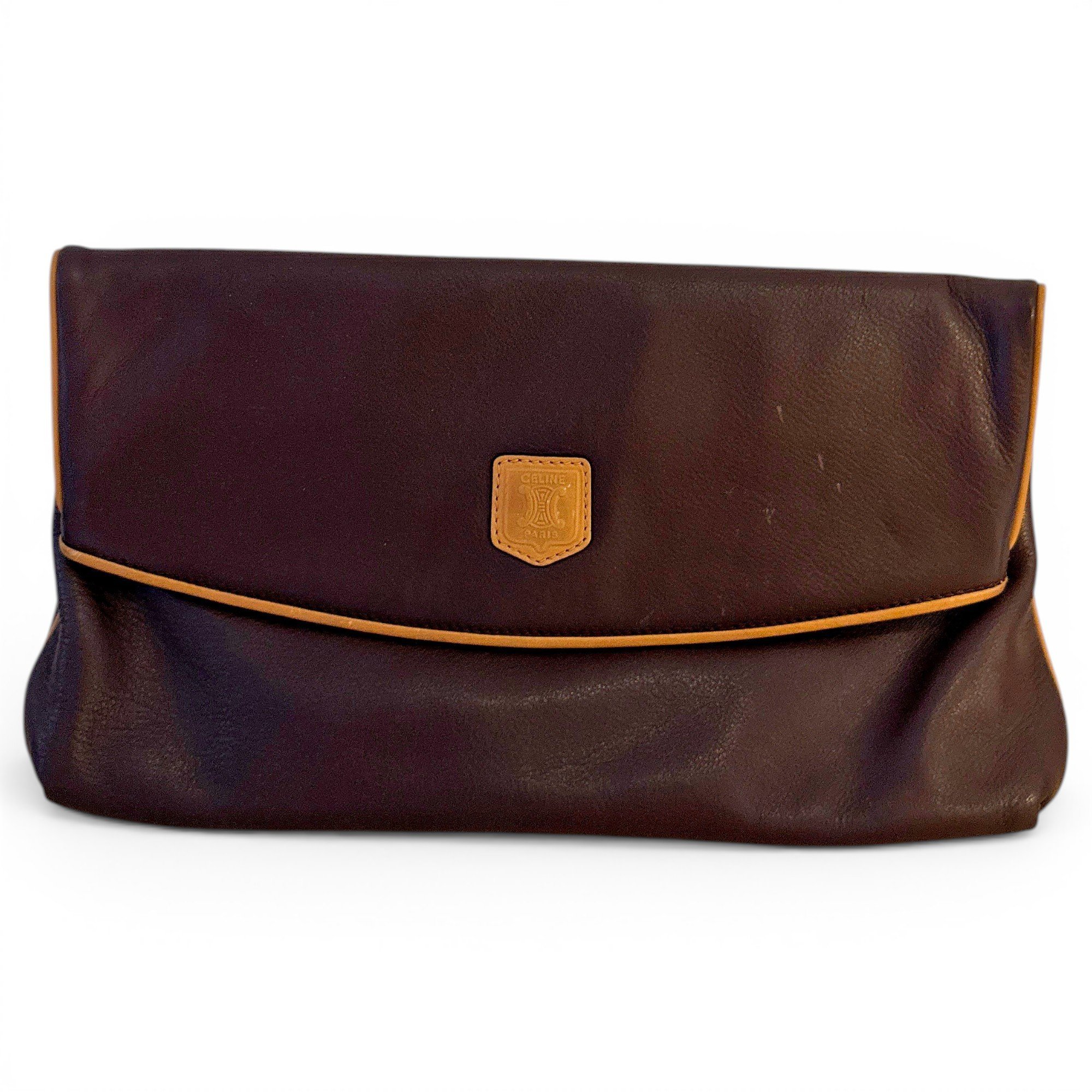Triomphe Vintage leather clutch bag