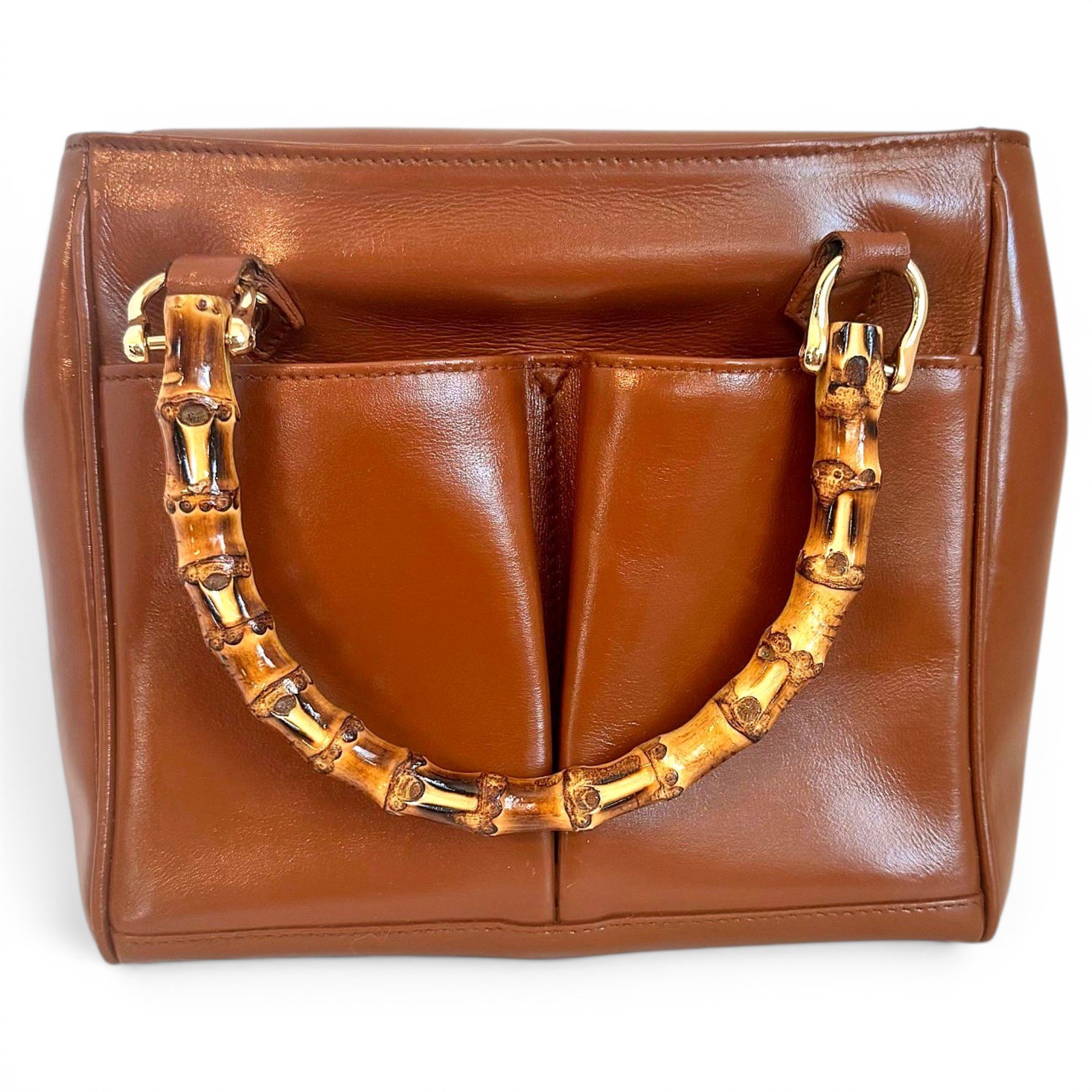 Bamboo Top Handle leather handbag