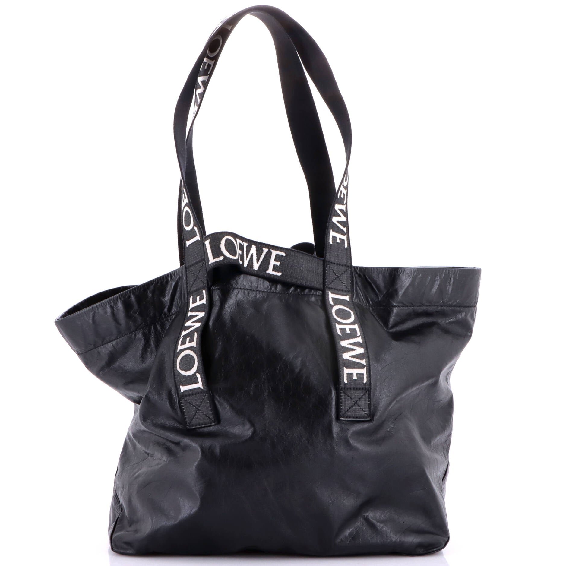 Fold Logo Strap Tote Leather Large