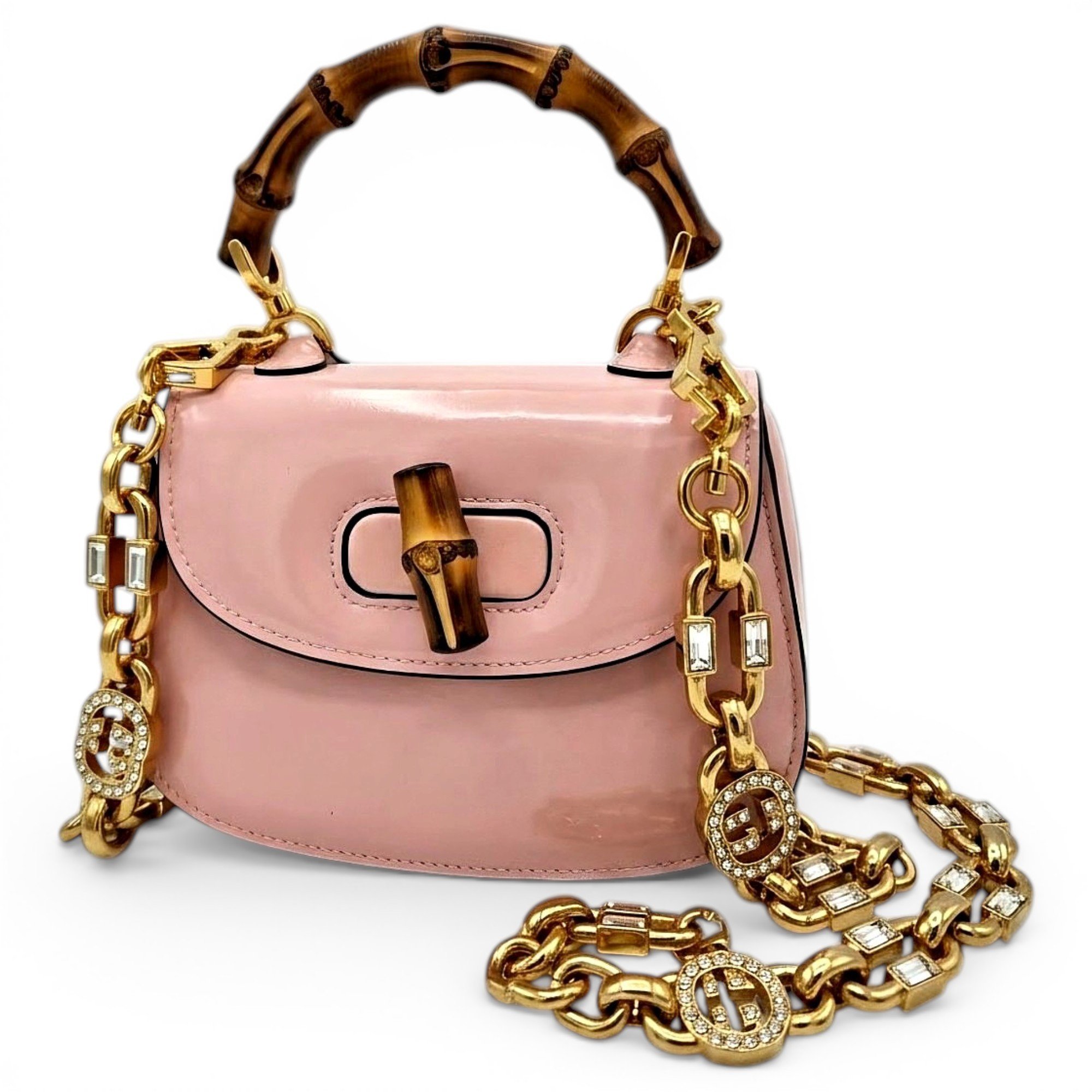 Bamboo Top Handle patent leather handbag
