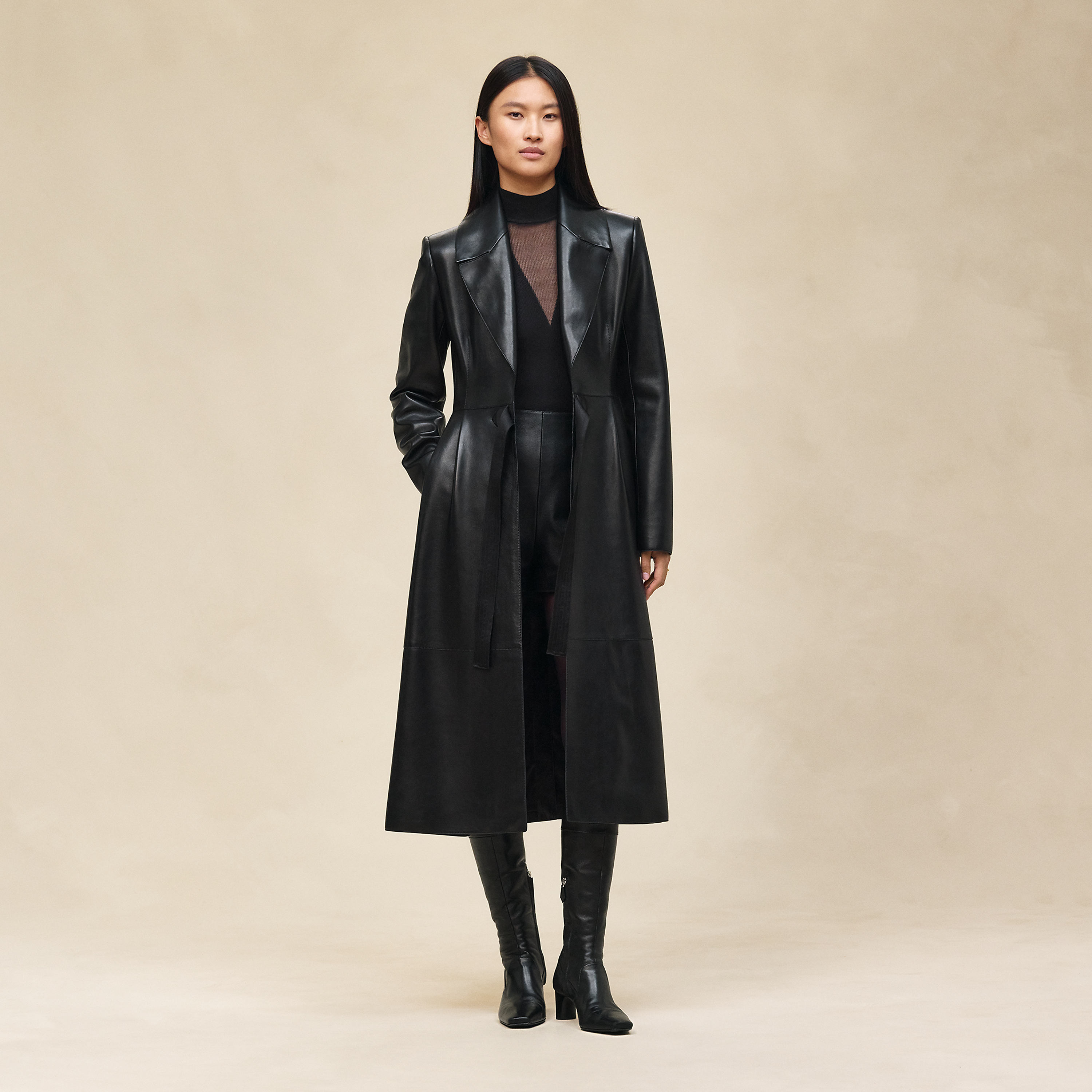 Leather suit coat