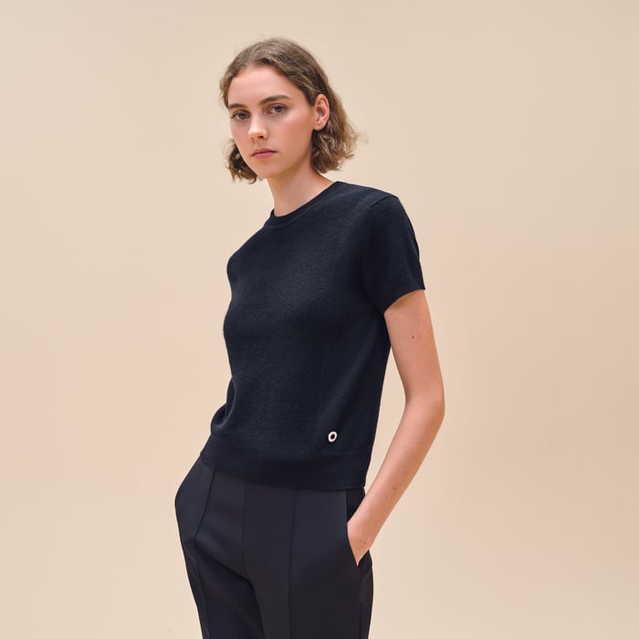 Cashmere short-sleeve sweater