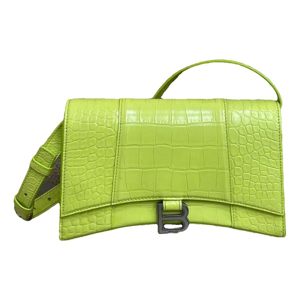 Hourglass leather handbag