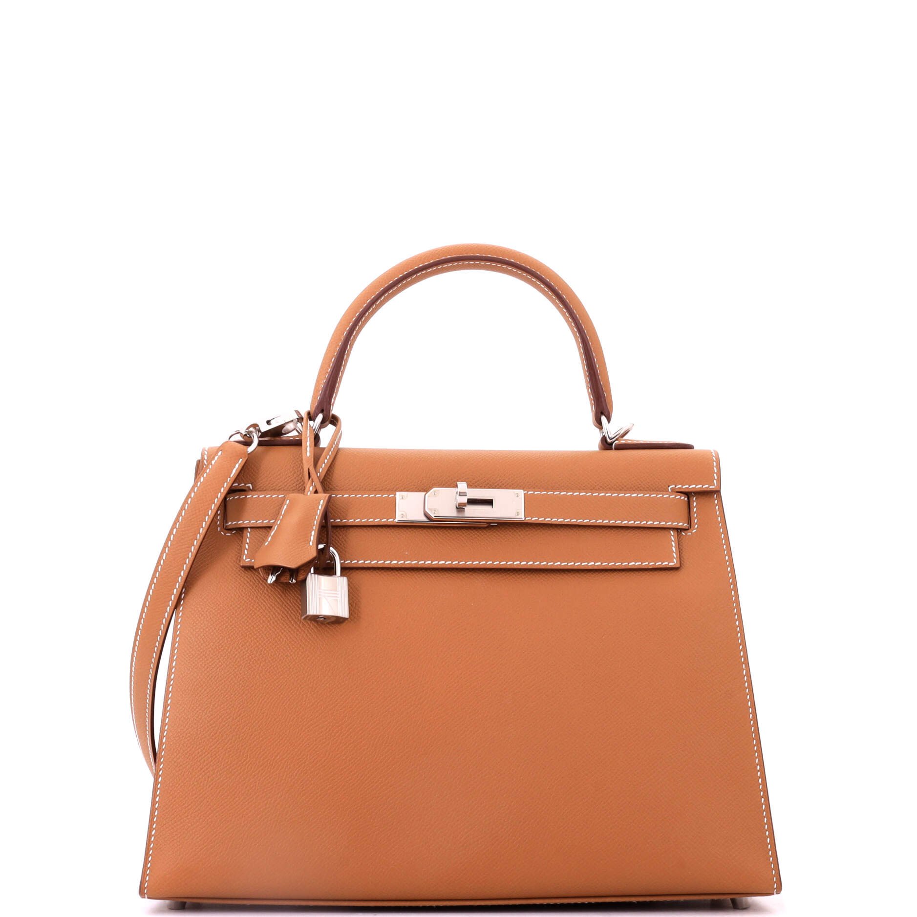 Kelly Handbag Gold Epsom with Palladium Hardware 28