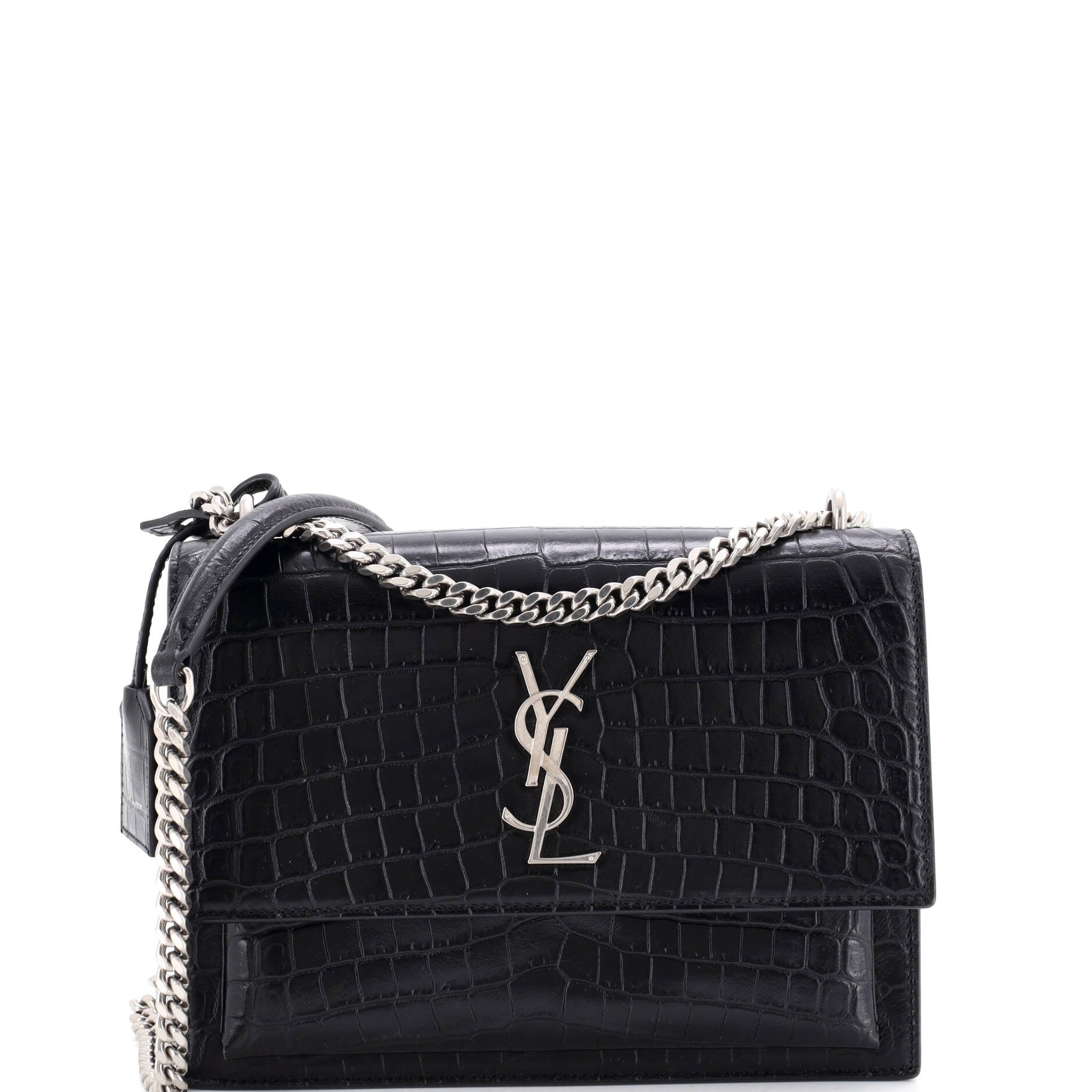 Sunset Crossbody Bag Crocodile Embossed Leather Medium