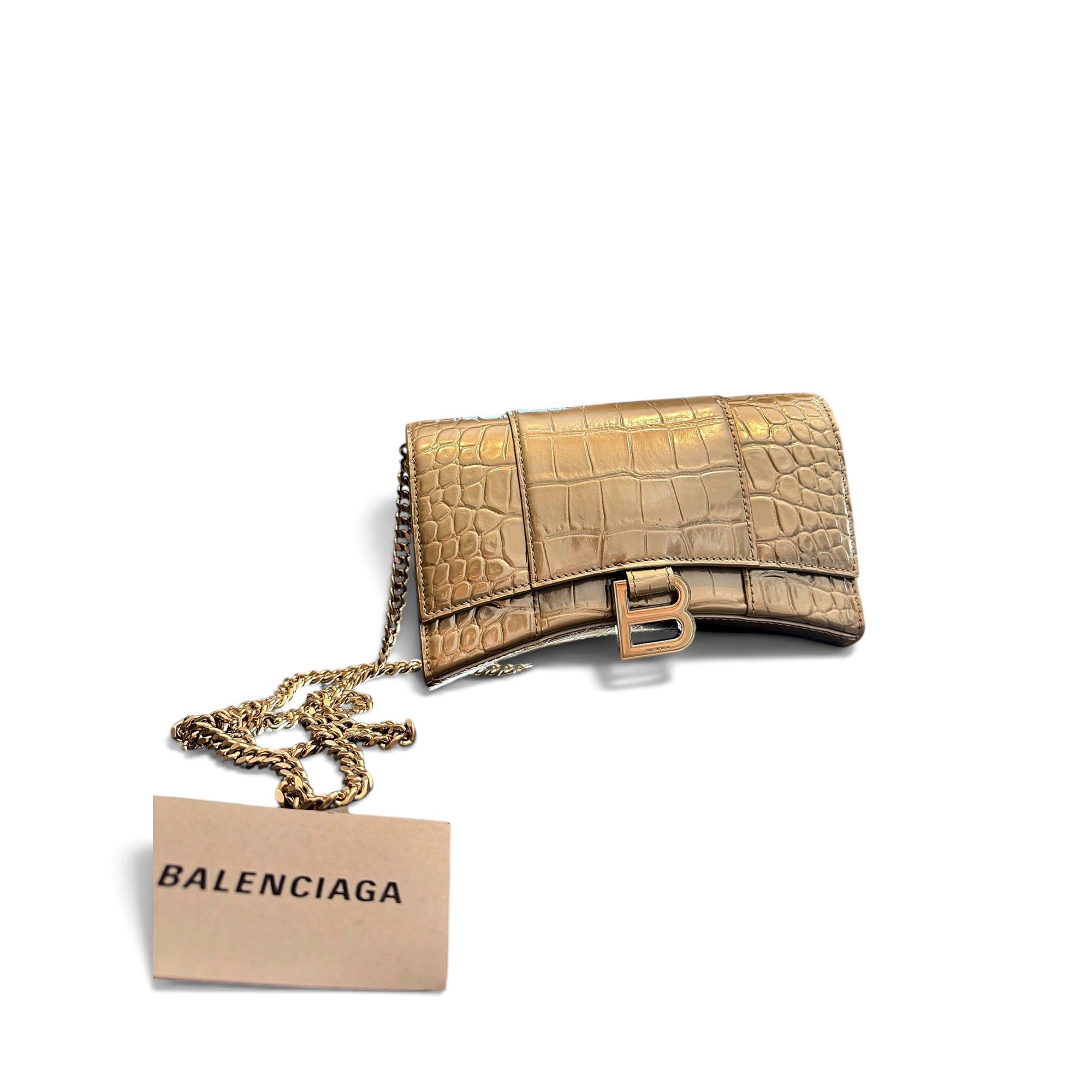 Hourglass leather handbag
