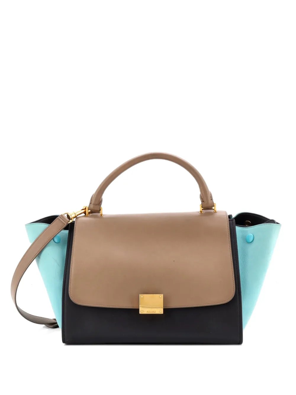 Tricolor Trapeze Bag Leather Small satchel