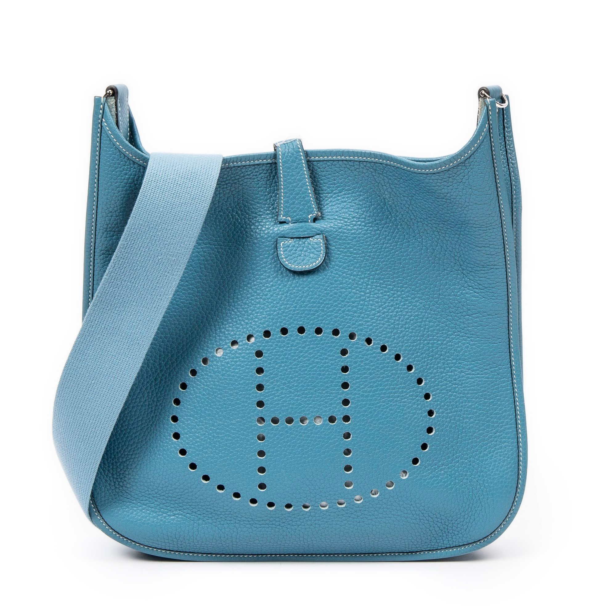 Hermes Evelyne Handbag Blue Jean Clemence Leather 2006