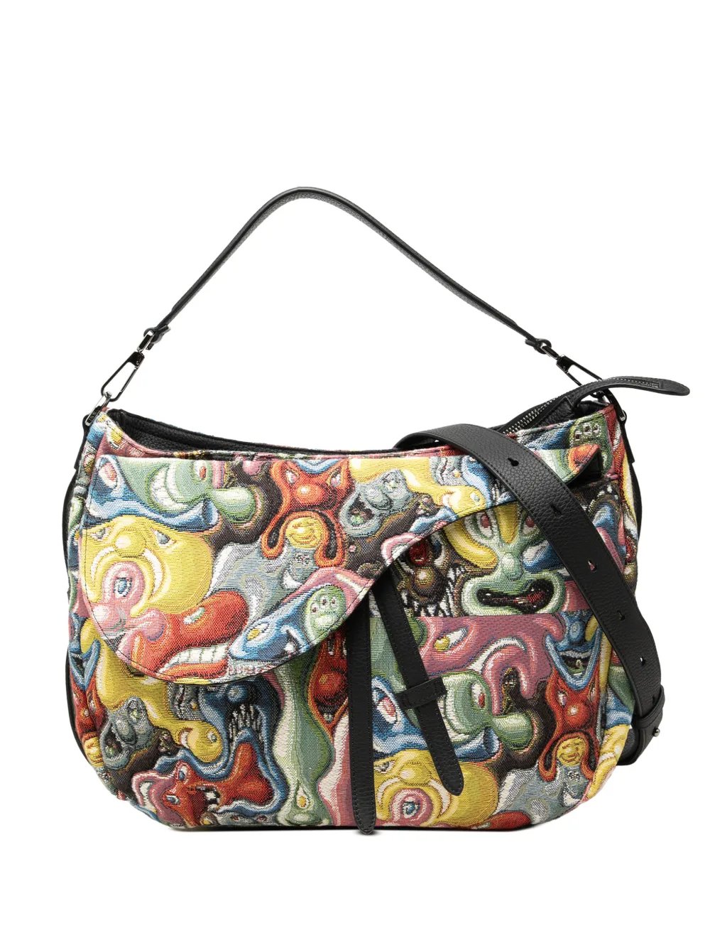 2021 Kenny Scharf Printed Canvas Soft Saddle satchel