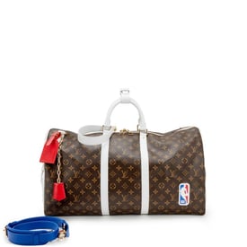 Louis Vuitton NBA Brown and White Monogram Canvas Keepall Bandouliere 55 Gold Hardware, 2020
