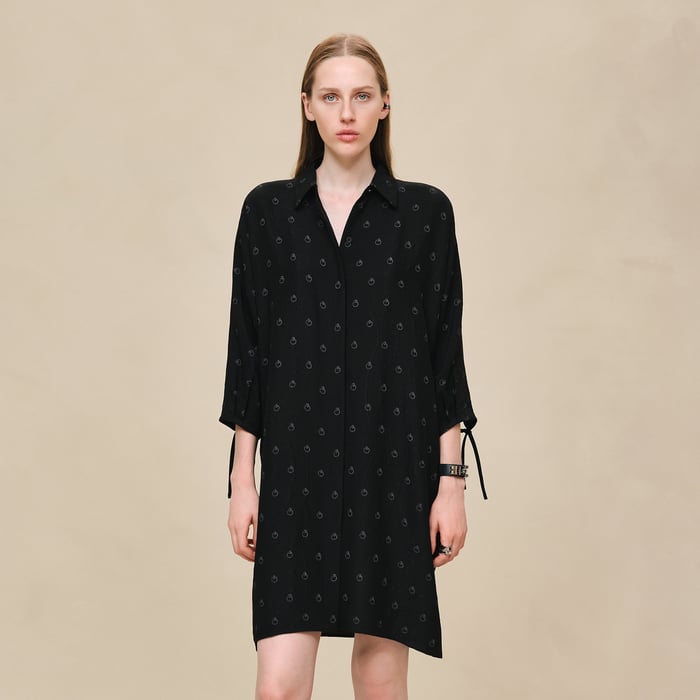 Noir "Aux Champs En Fleurs" Wide Dress