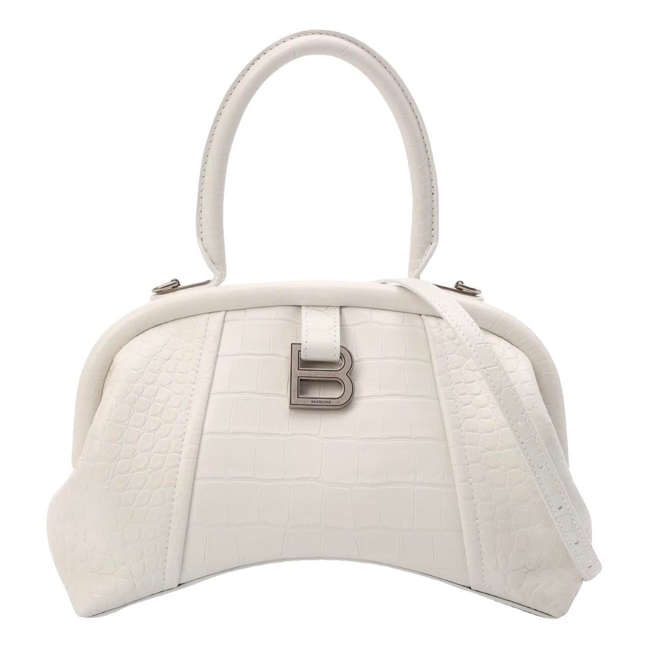 Hourglass leather handbag