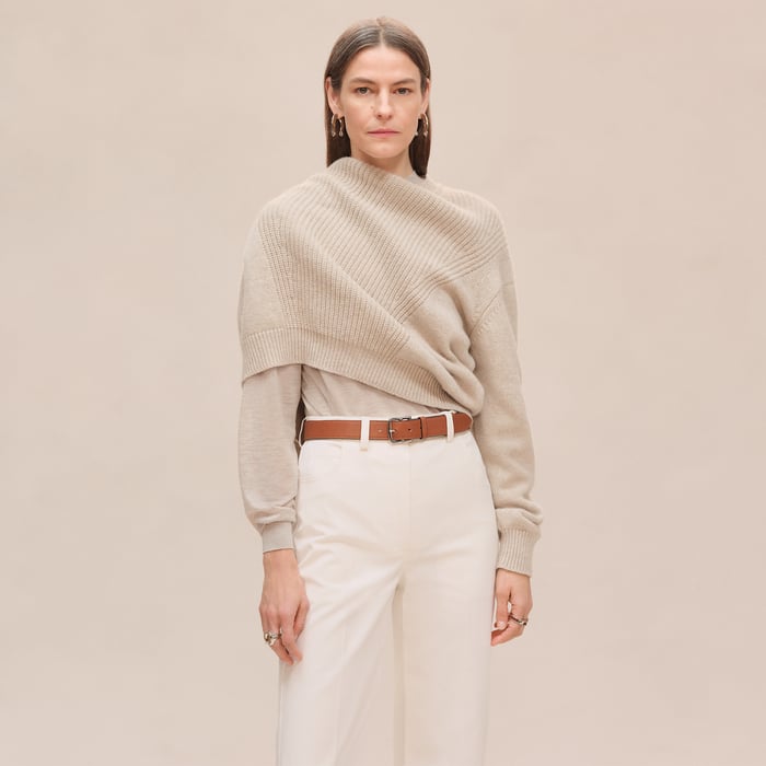 Beige Naturel Cashmere Long-sleeve Sweater