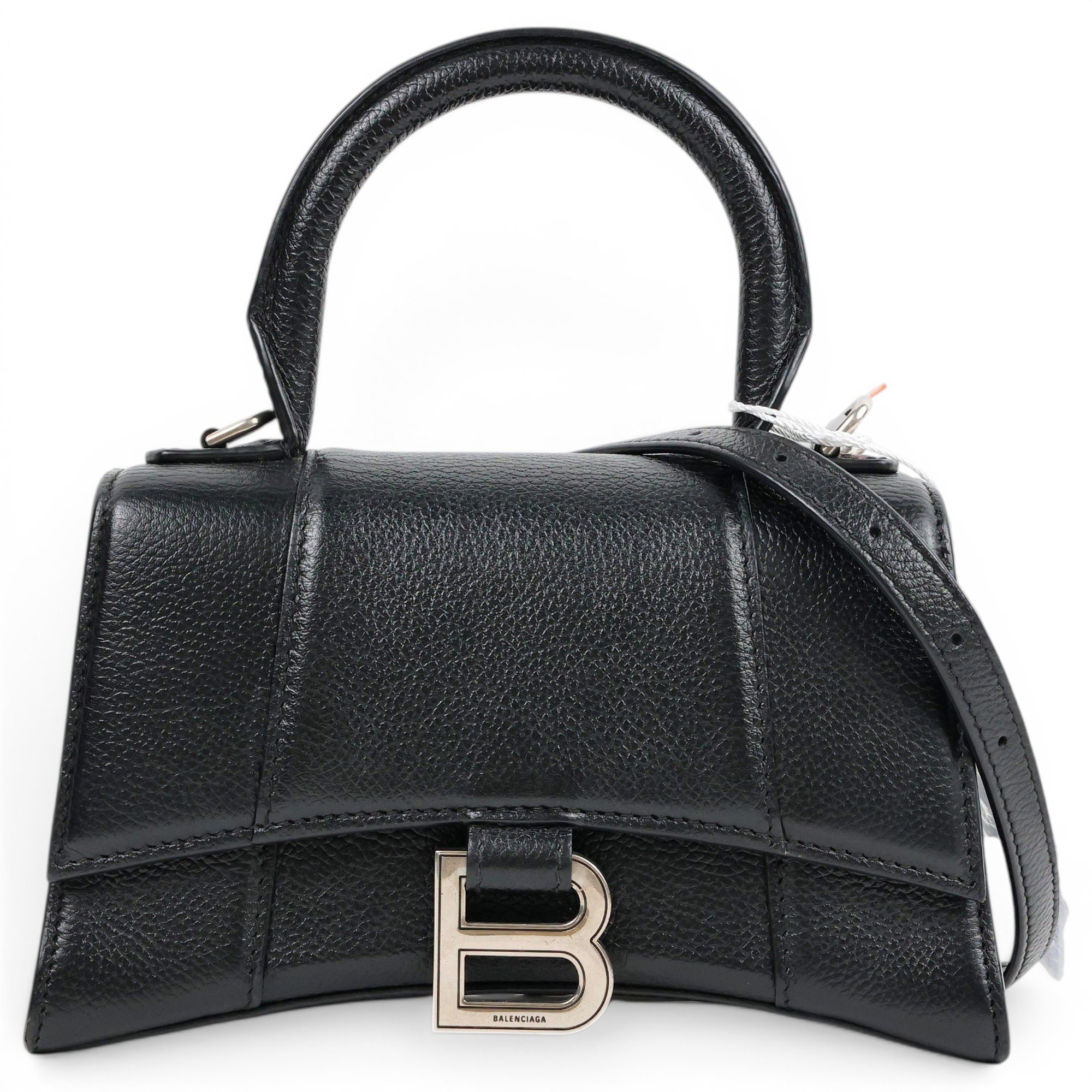 Hourglass leather handbag