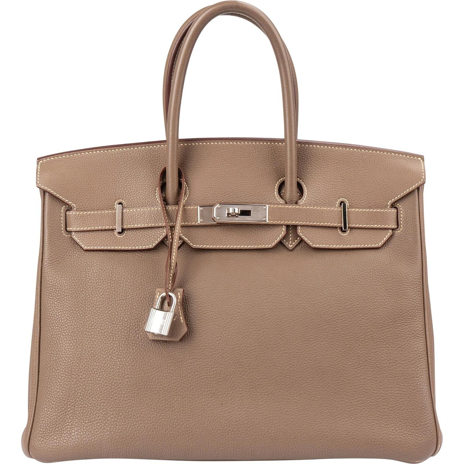 Hermes Birkin 35 Handbag Etoupe Clemence Leather 2009