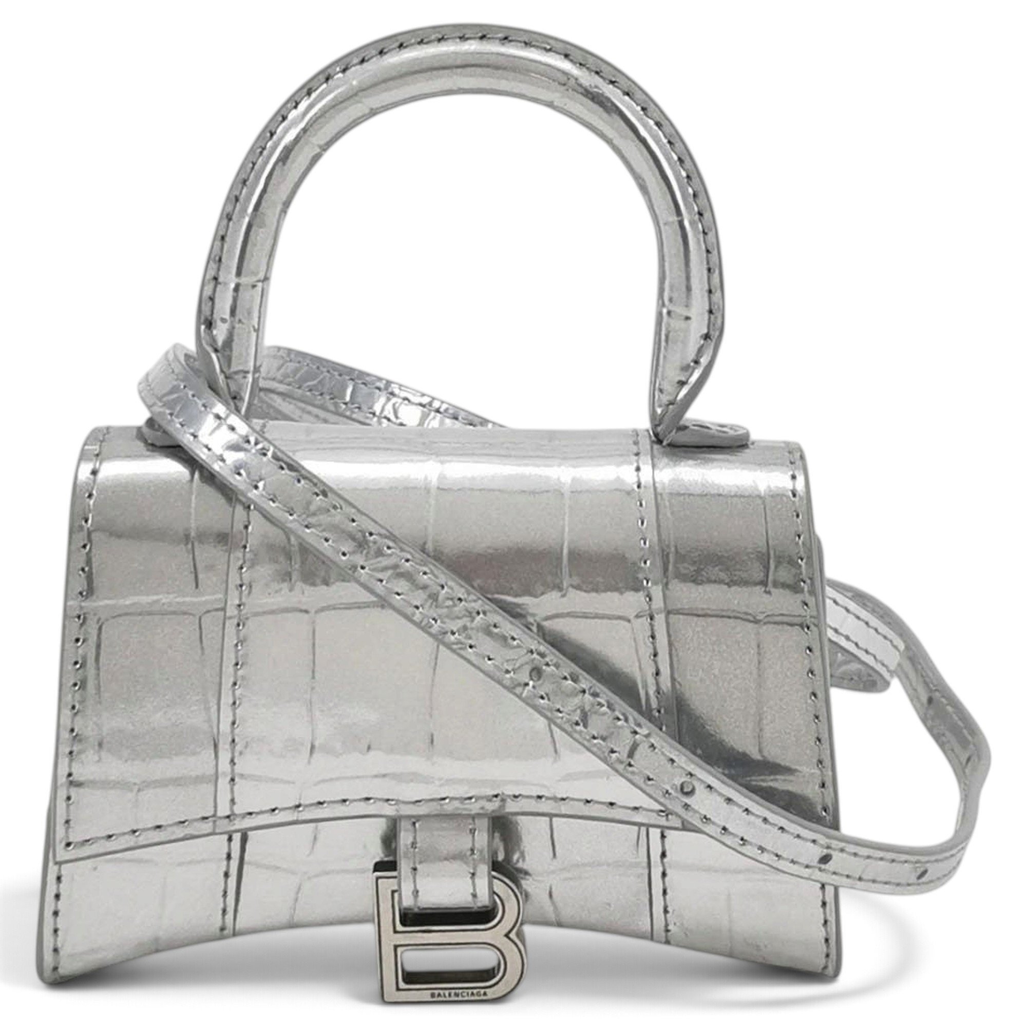 Hourglass leather handbag