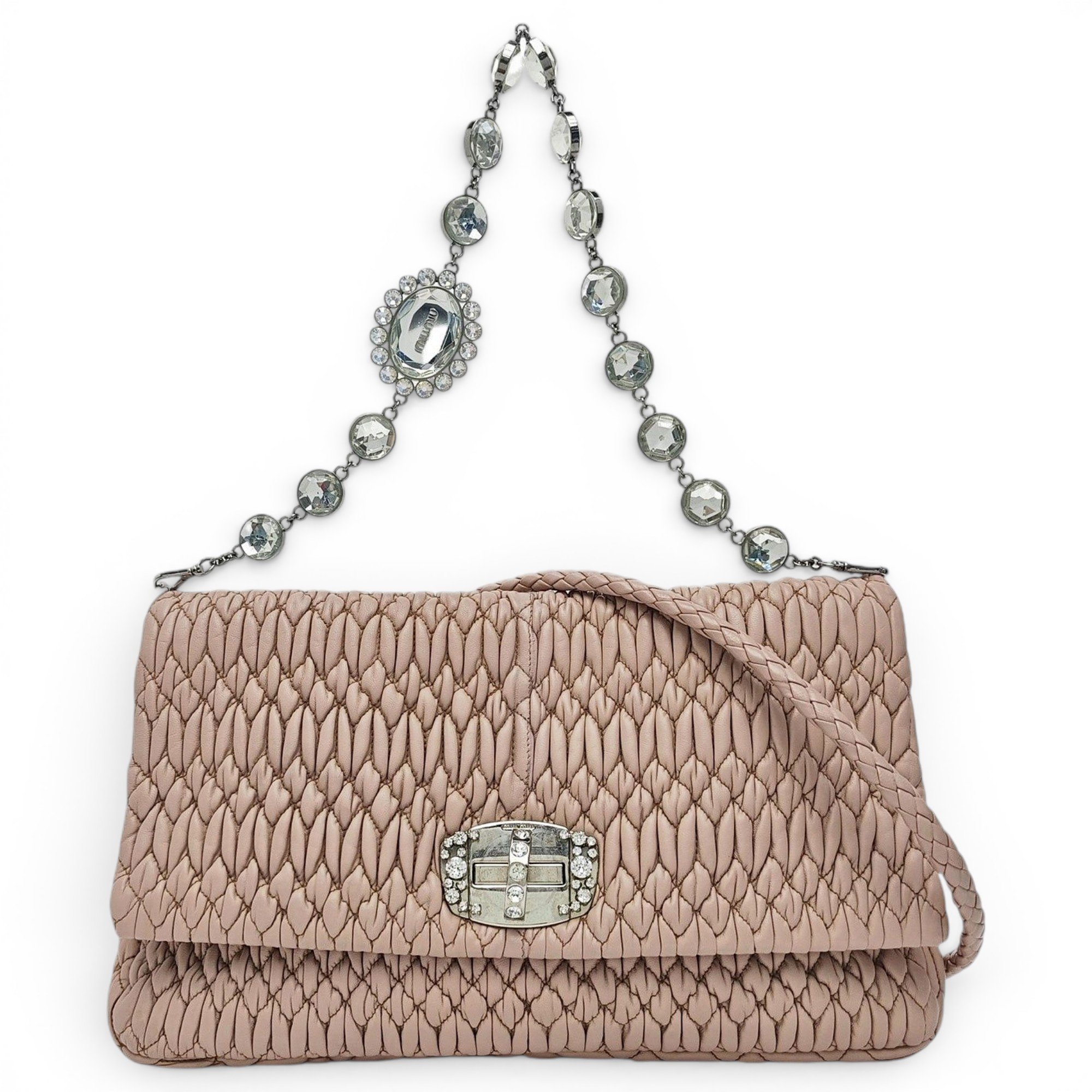 Miu Crystal leather handbag