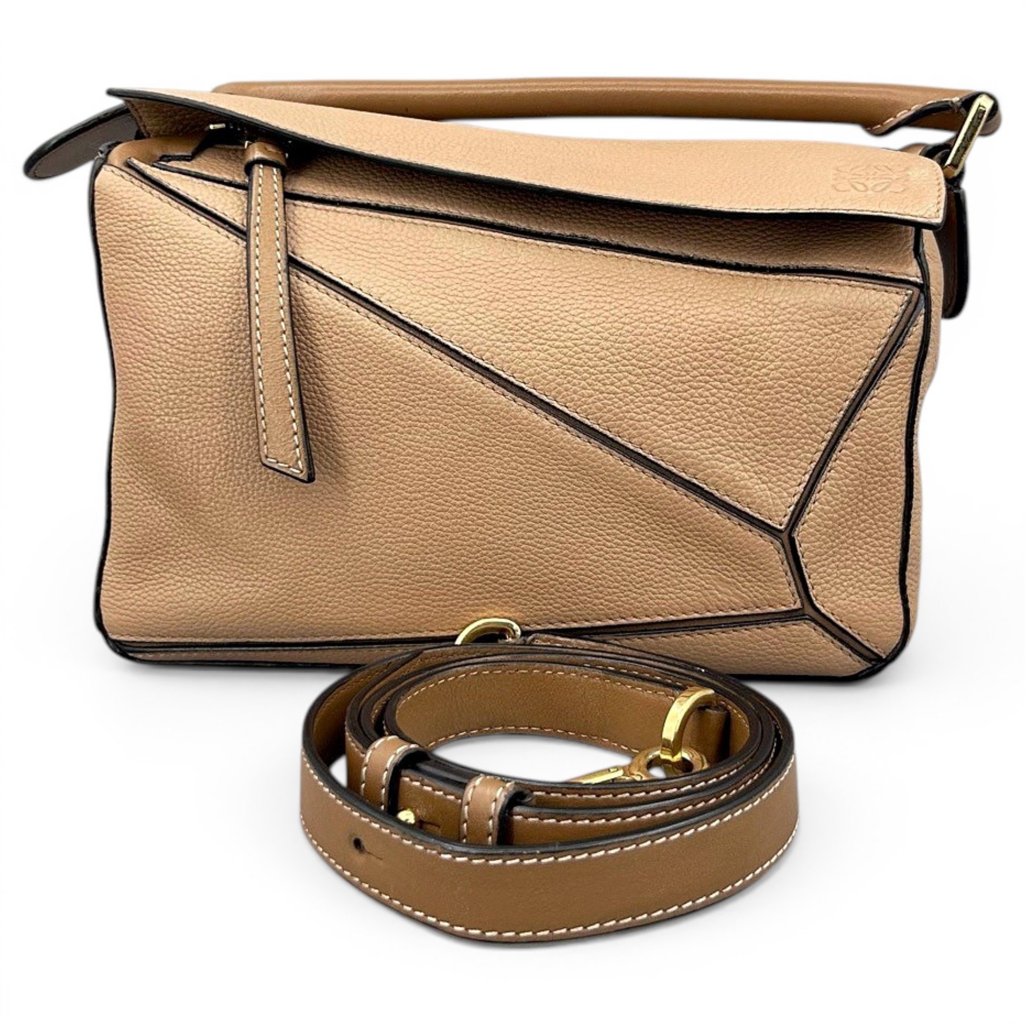 Puzzle leather handbag