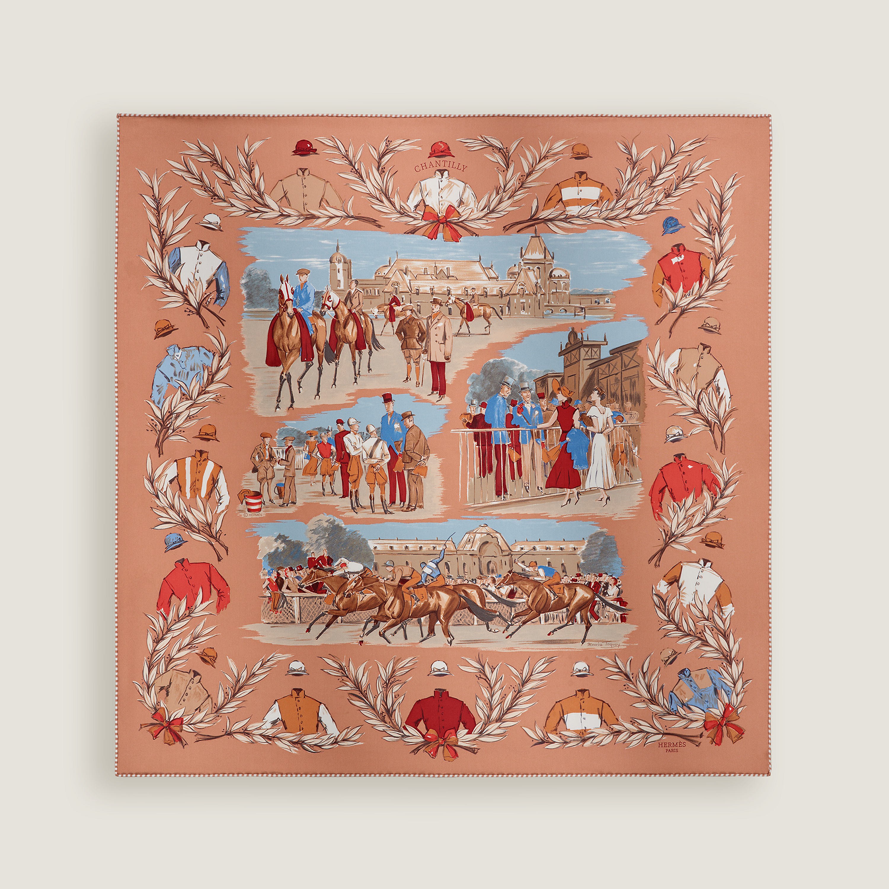 Hermès Grand Galop scarf 90 Rouge/Cuir/Sépia | BagUSeek