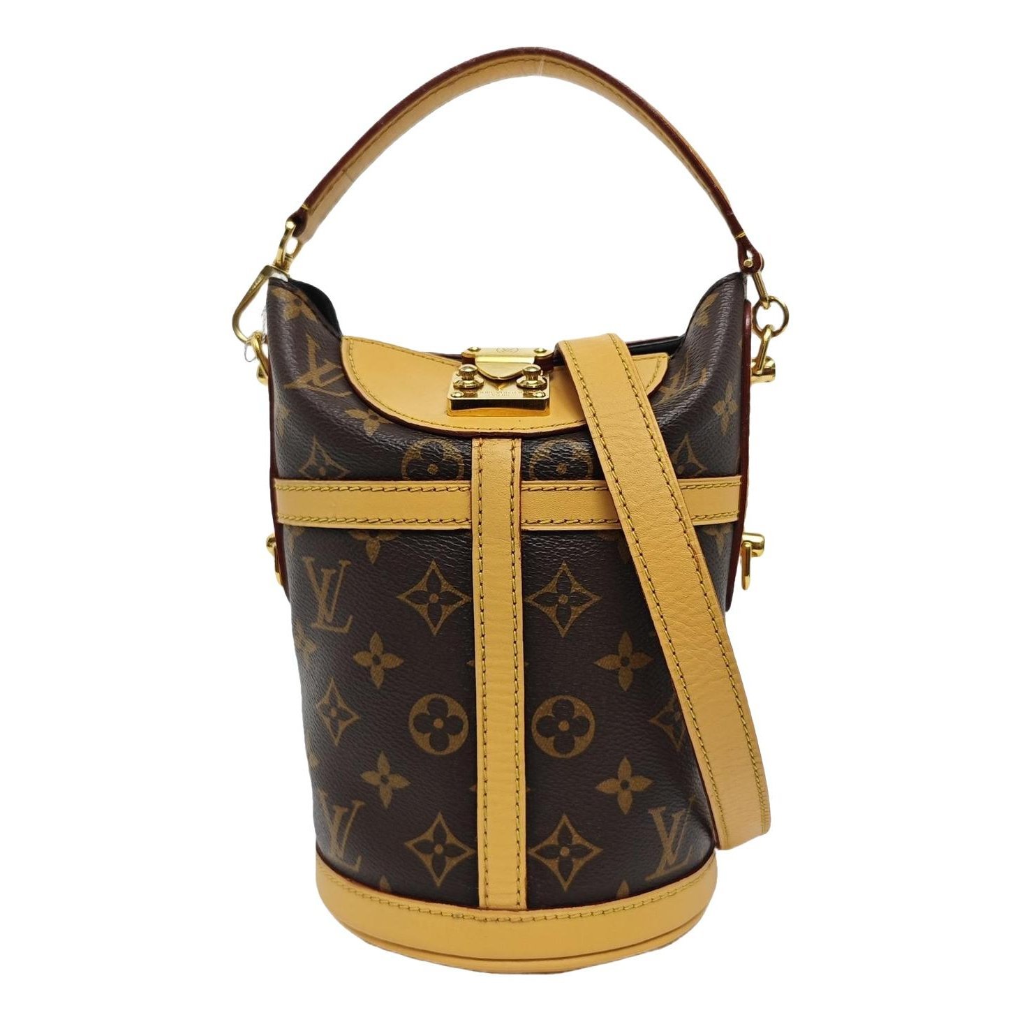 Duffle leather handbag